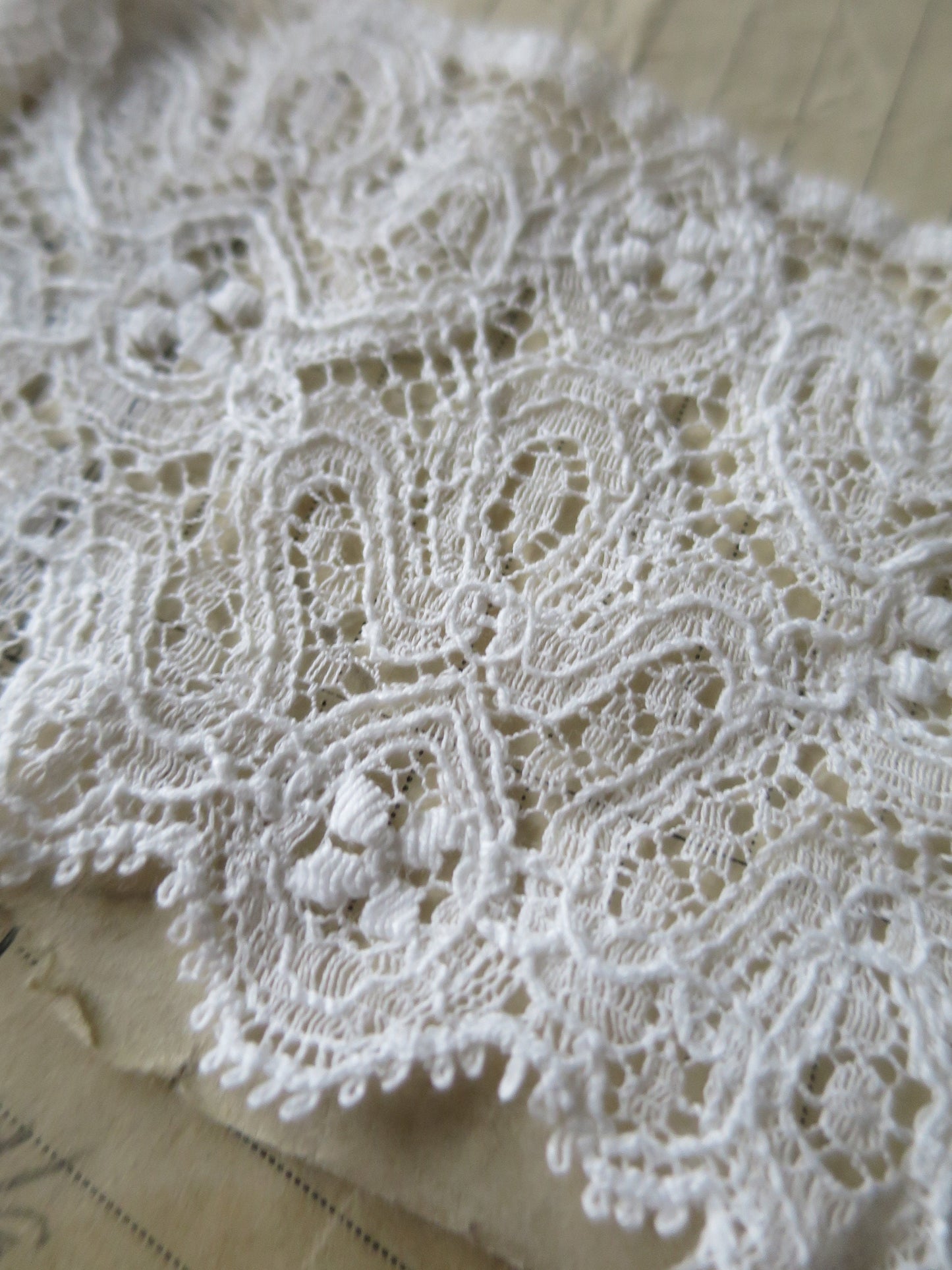 Off White English Nottingham Lace- Intricate Frothy Guipure- 7.5 cm