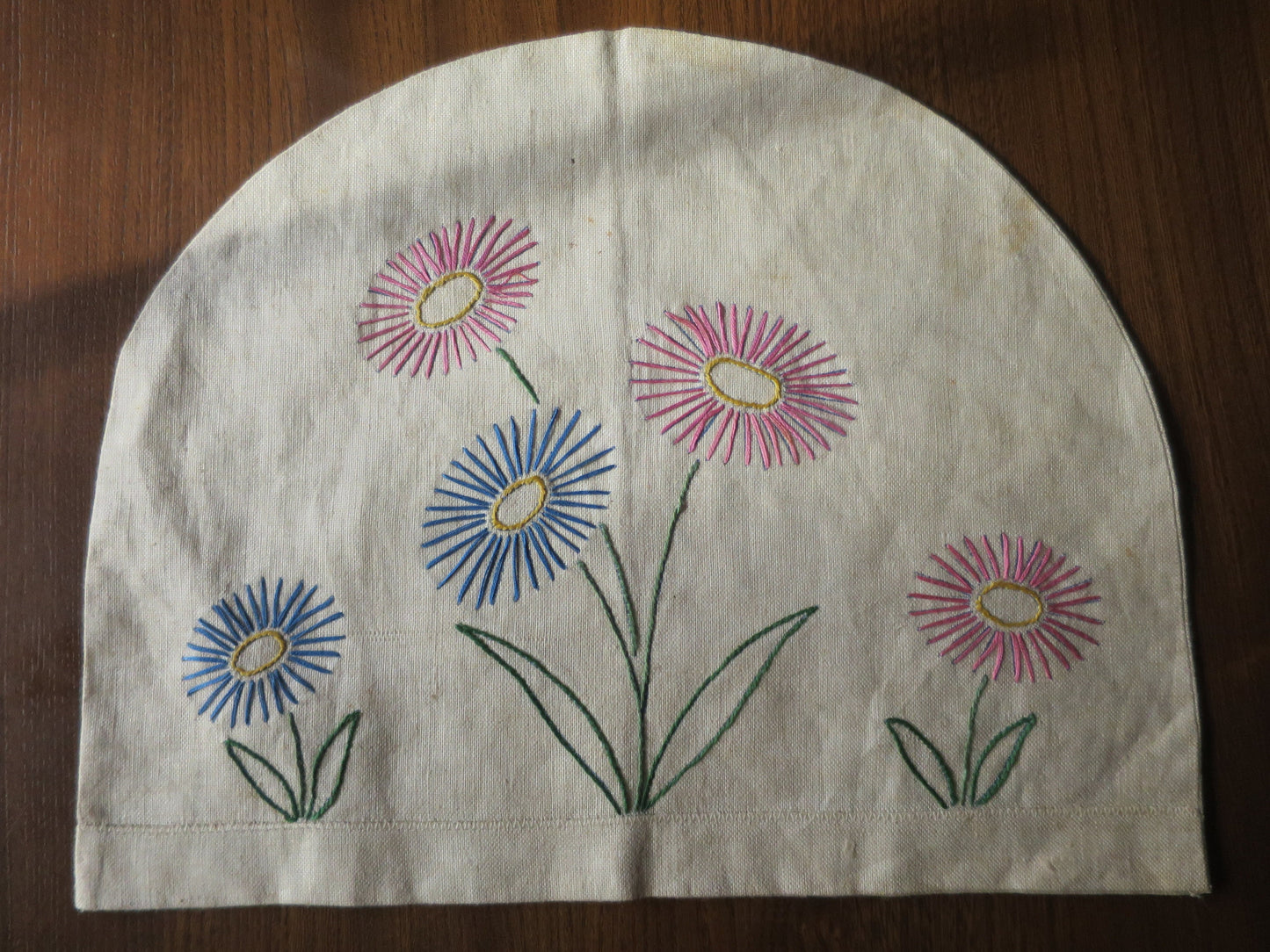 Vintage Unused Irish Linen Tea Cosy-Floral Hand Embroidery