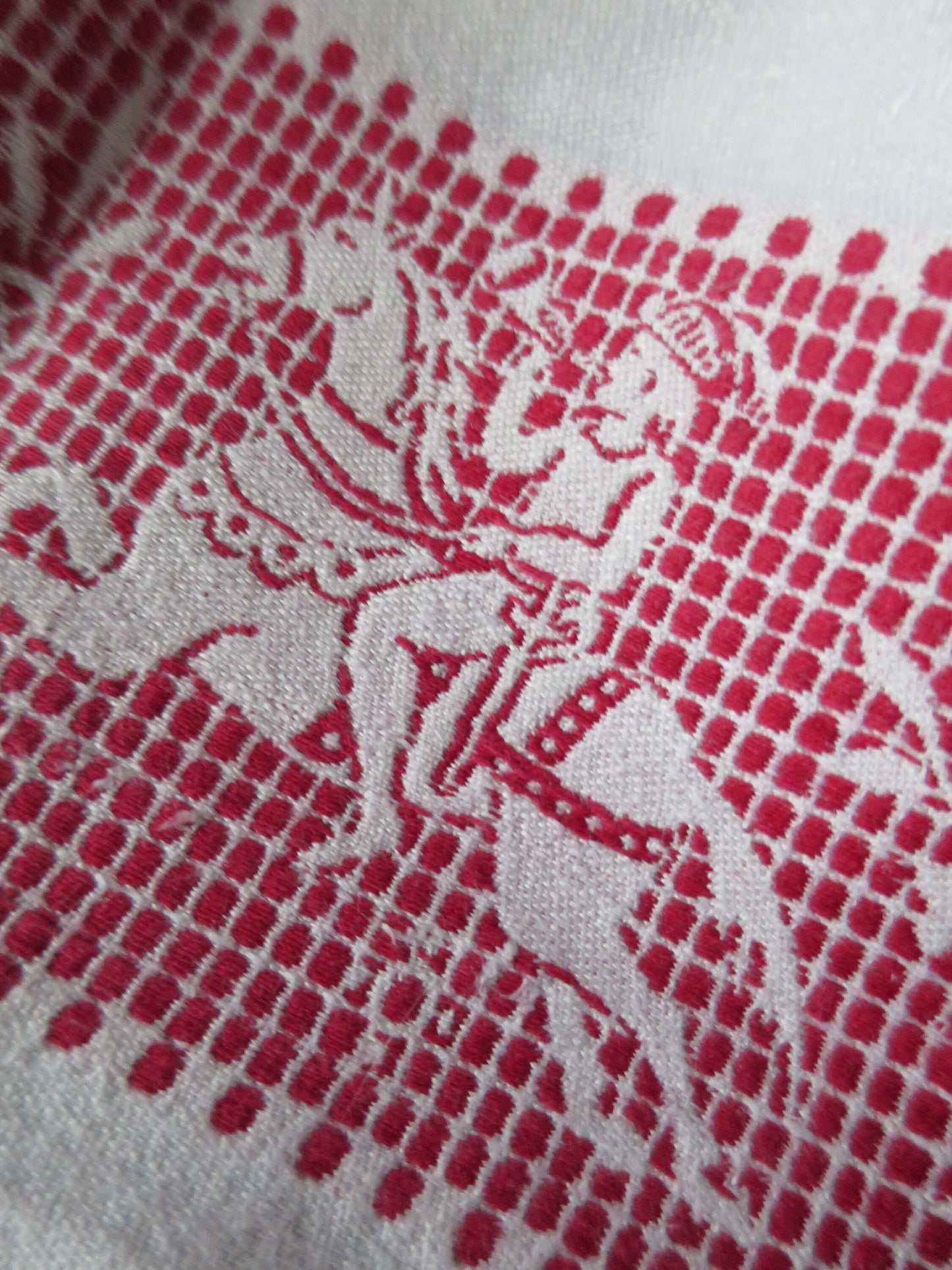 Antique Irish Linen Table Cloth- Darned Hand Embroidery