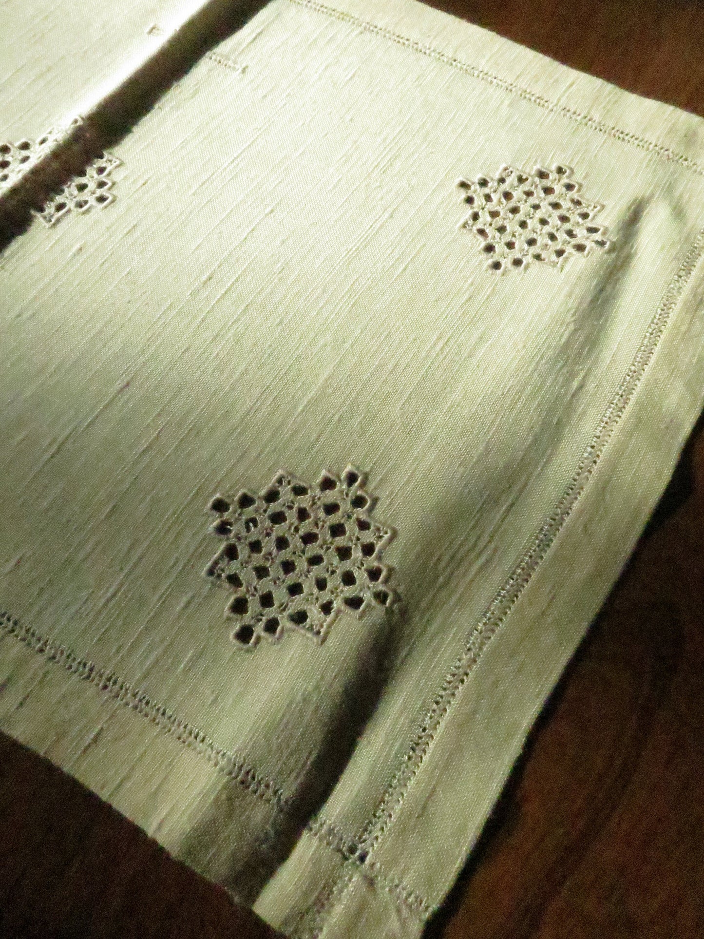 Vintage Linen Tray Cloth- Pulled Thread Hand Embroidery