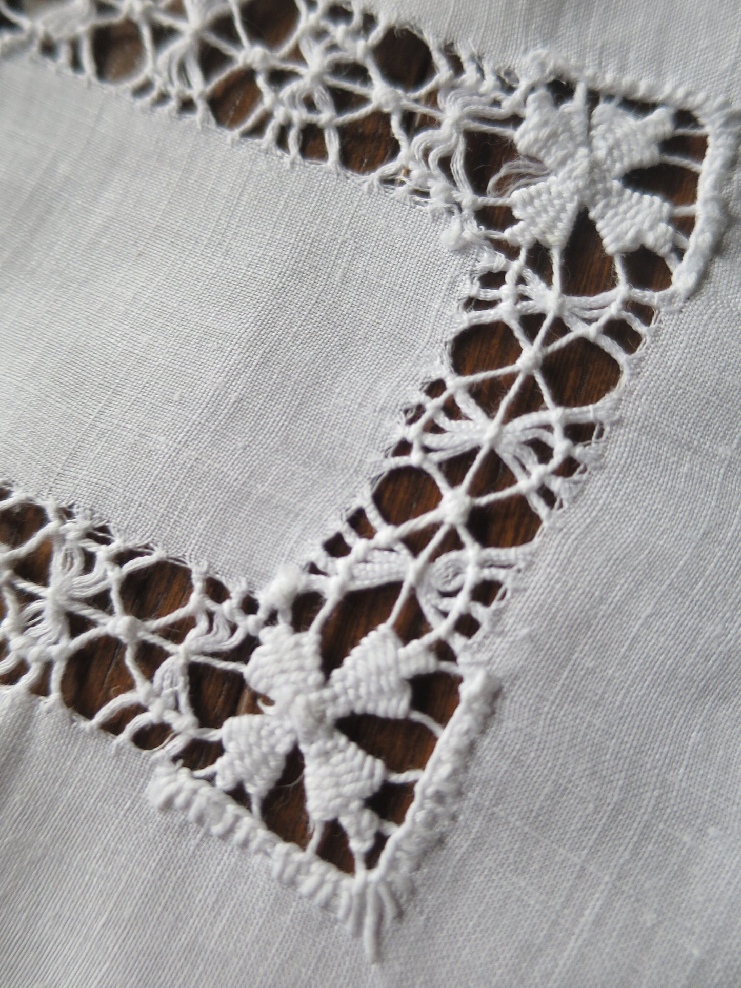 Antique Irish Linen Table Runner- Tape Lace & Needle Lace