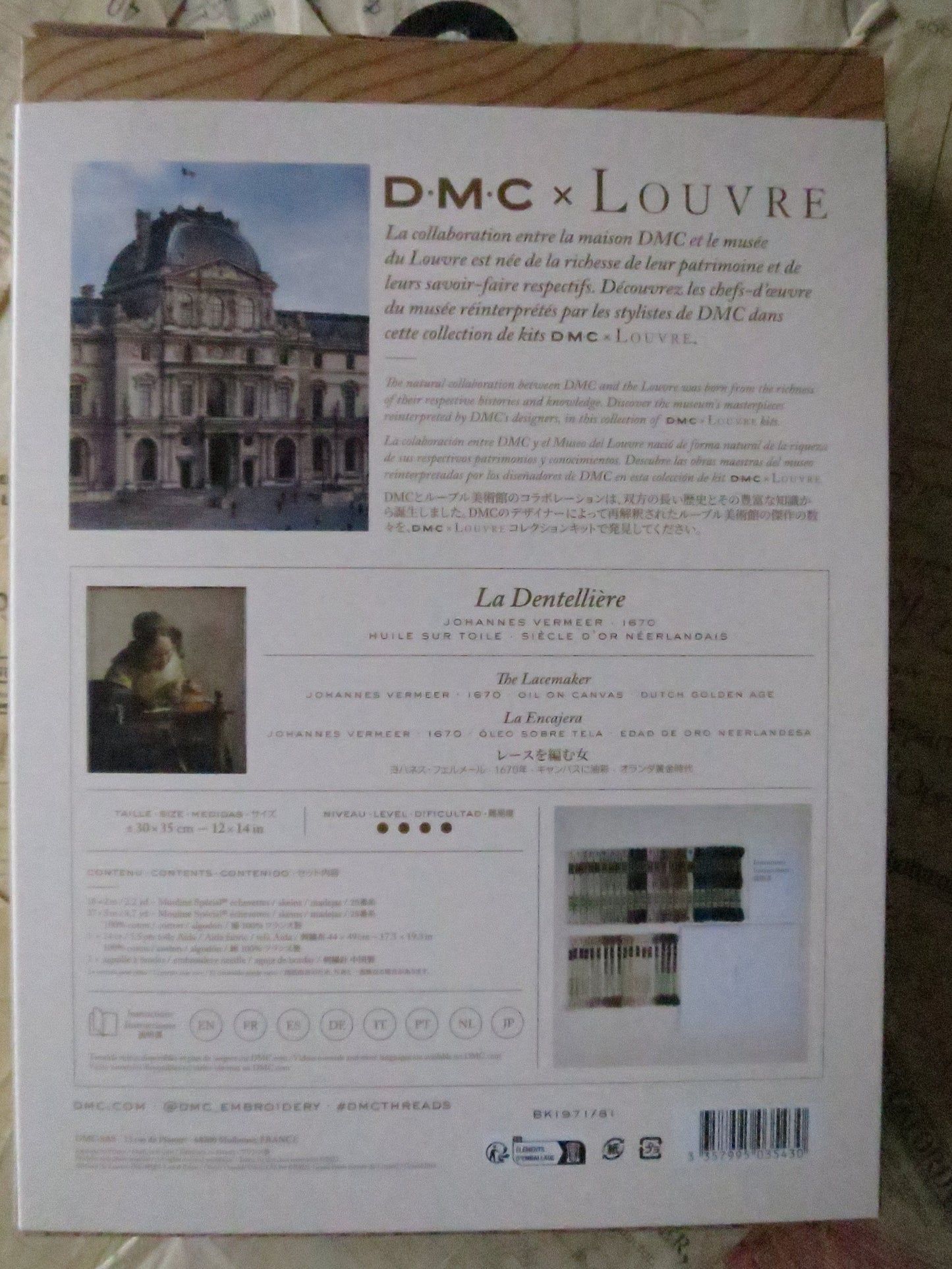 The Louvre The Lacemaker Johannes Vemeer Cross Stitch Embroidery Kit