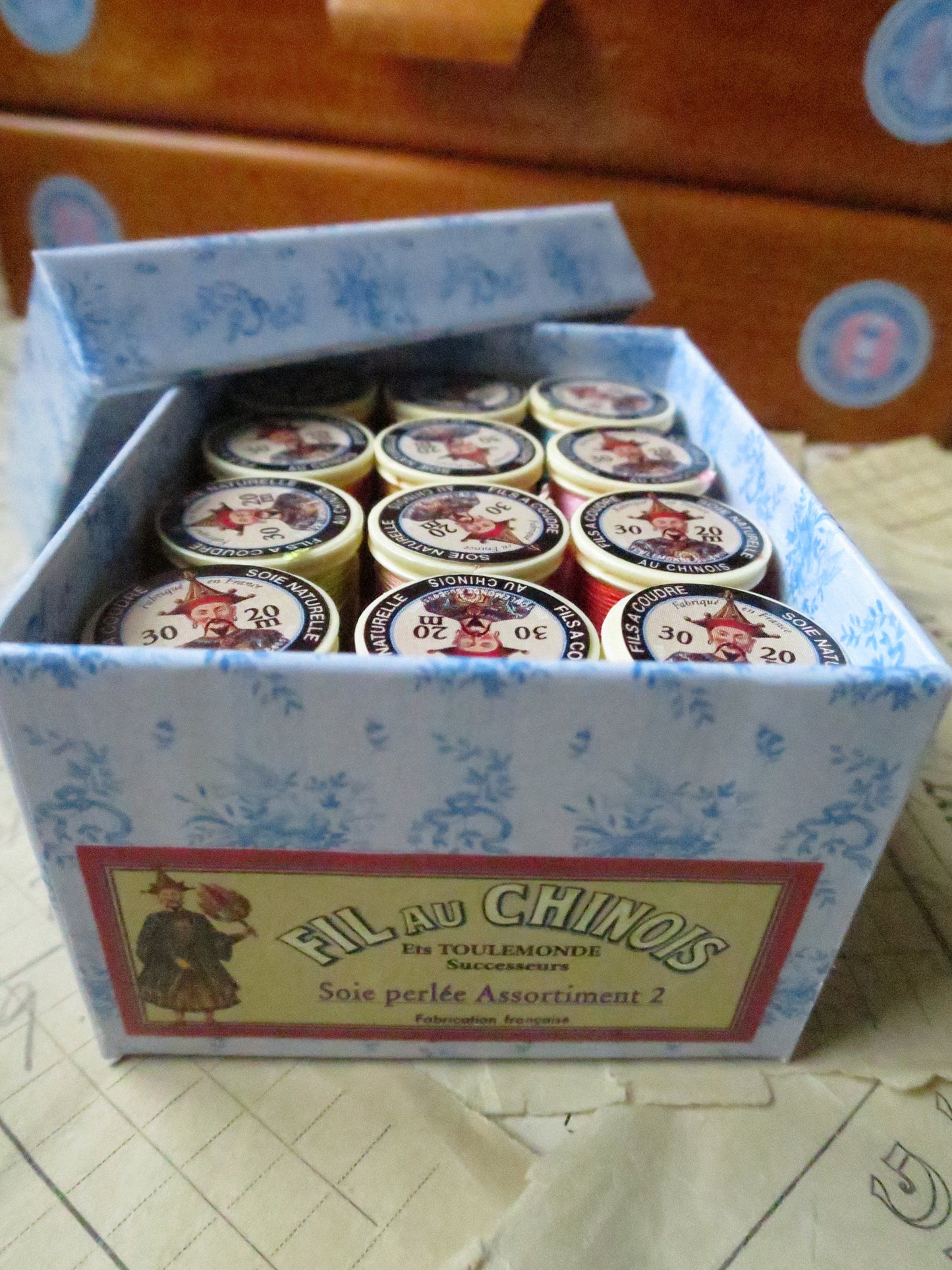 Sajou Boxed Set 12 Fil au Chinois Pure Silk Perlé Thread No.30- Set No.2 Bright Tones