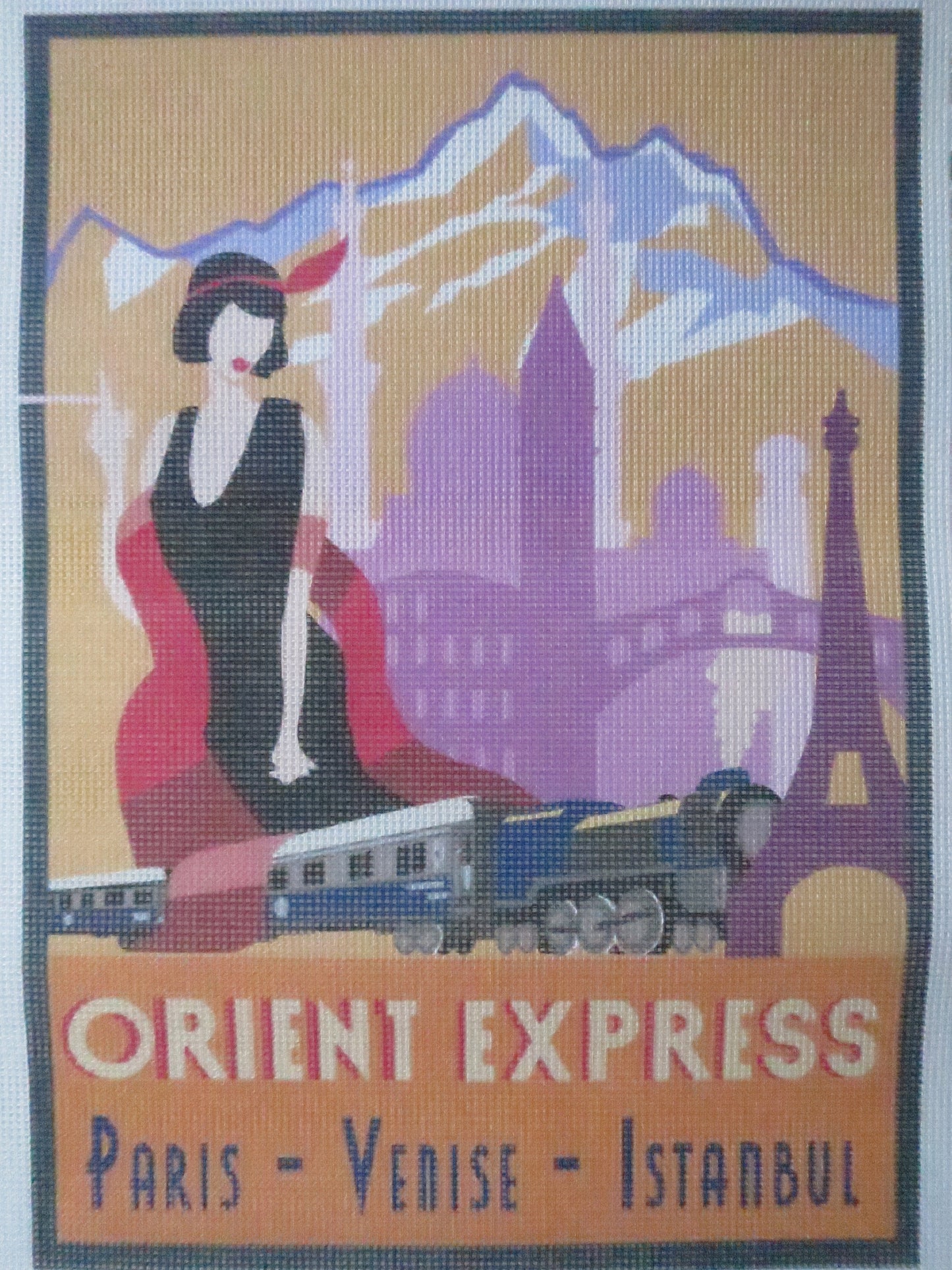 DMC Orient Express Vintage Travel Poster Printed Tapestry Canvas
