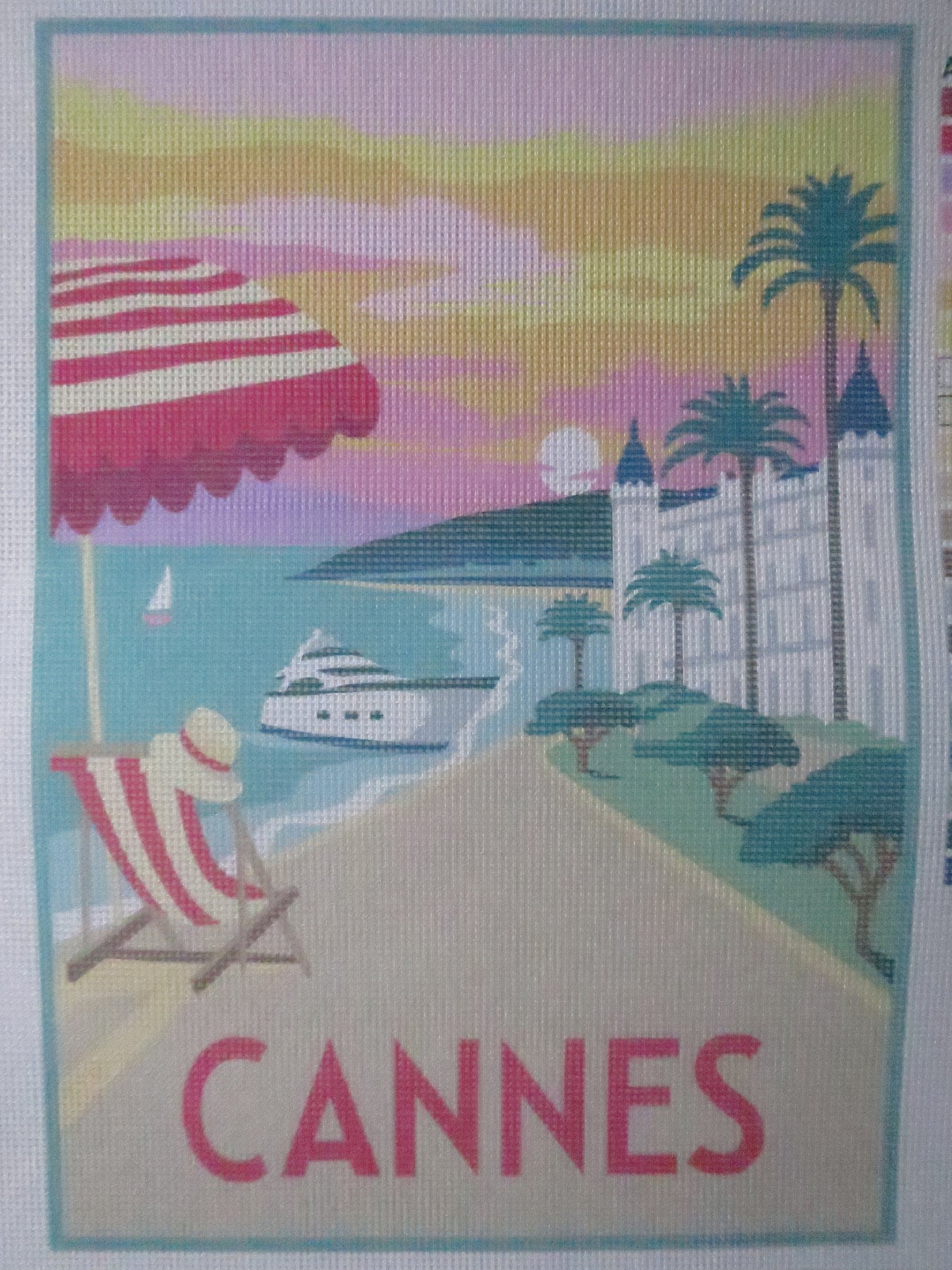 DMC Cannes Vintage Travel Poster Printed Tapestry Canvas