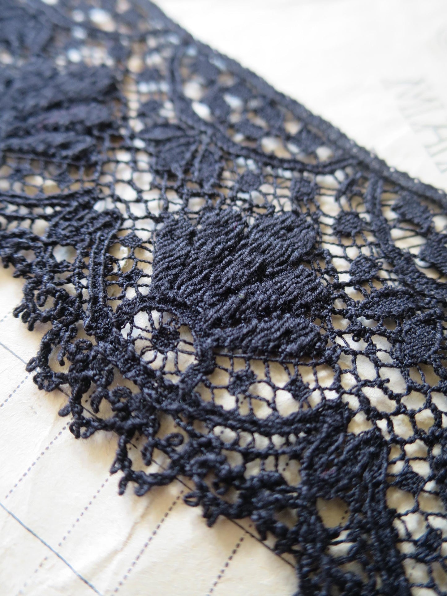 Black English Nottingham Lace- Baroque Guipure- 5.5 cm