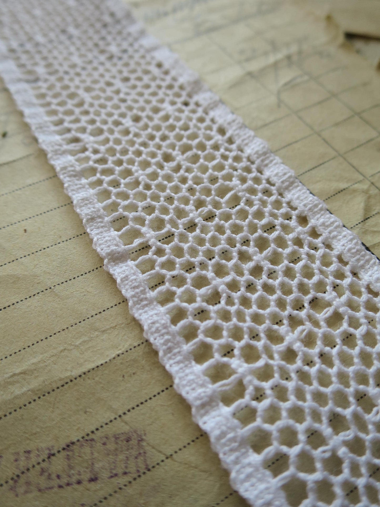 White English Nottingham Cluny Lace- Polka Dot Net- Insertion- 3.8cm