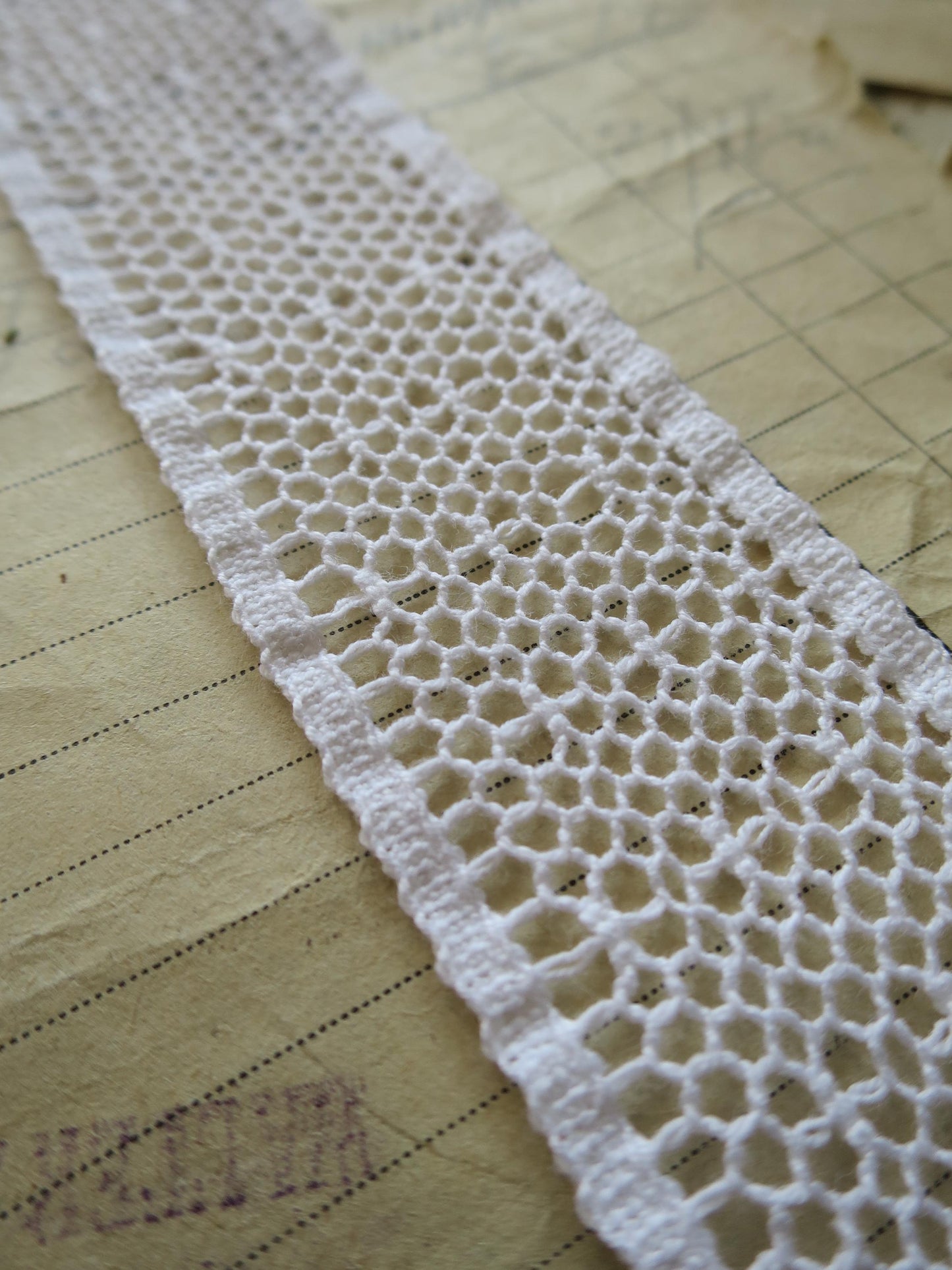 White English Nottingham Cluny Lace- Polka Dot Net- Insertion- 3.8cm