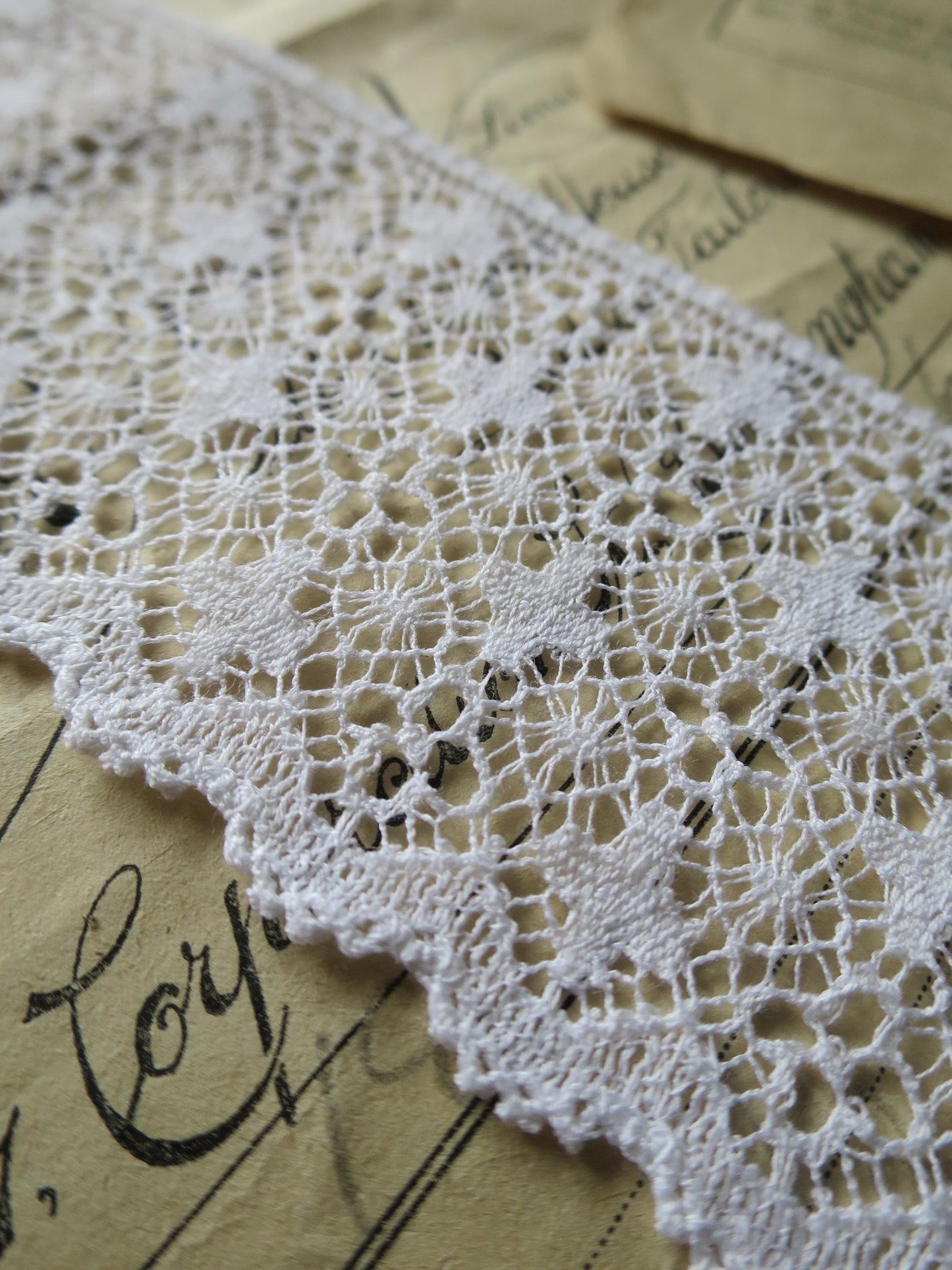 White English Nottingham Lace- Liturgical Ecclesiastical- Cutwork- 5.5 cm