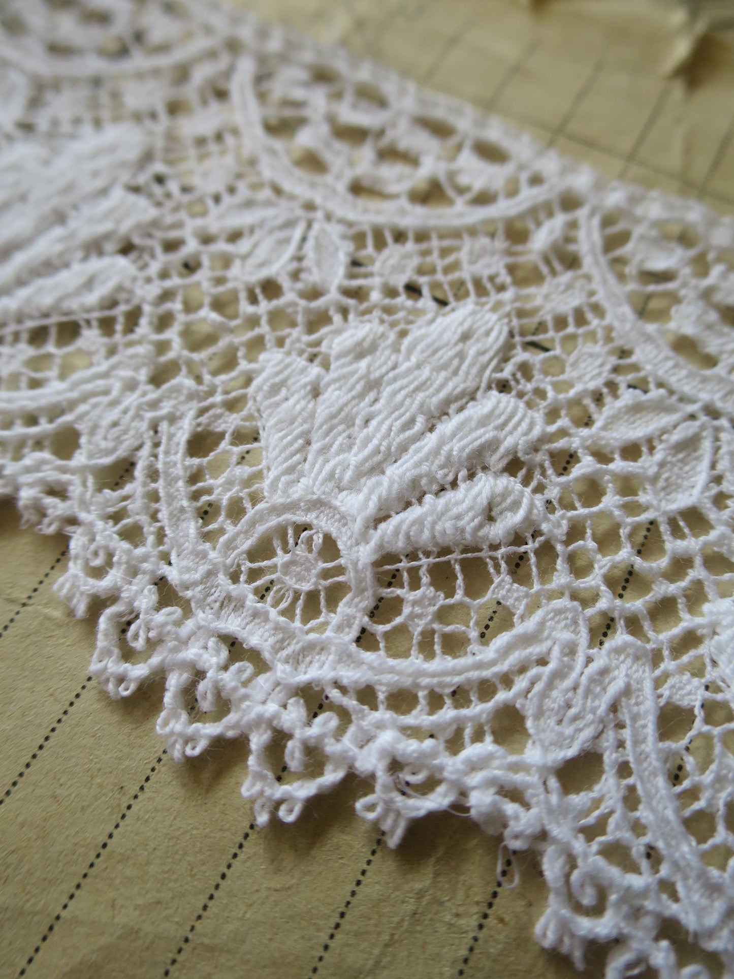White English Nottingham Lace- Baroque Guipure- 5.5 cm