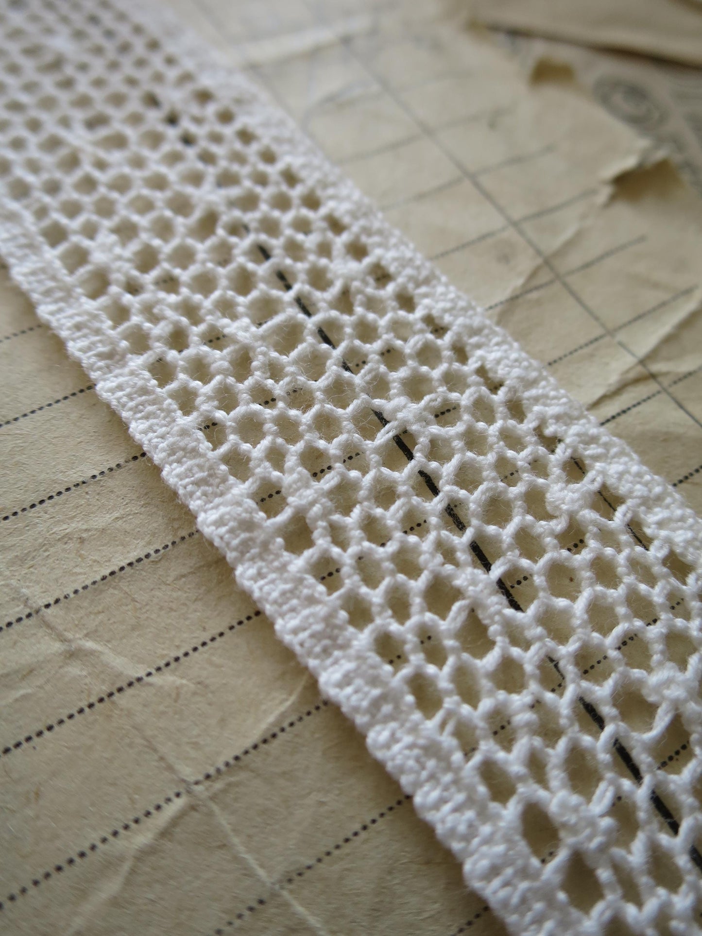 Off White English Nottingham Cluny Lace- Polka Dot Net- Insertion- 3cm