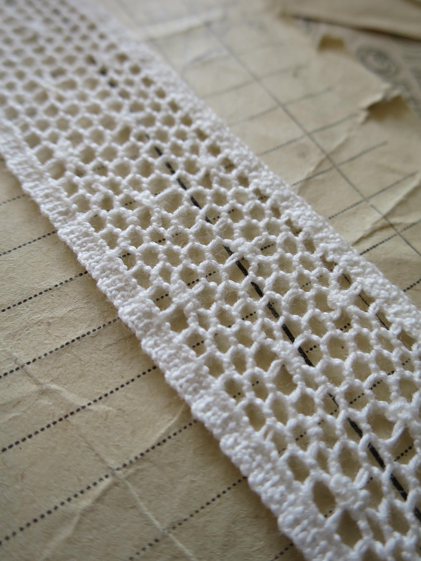 Off White English Nottingham Cluny Lace- Polka Dot Net- Insertion- 3cm