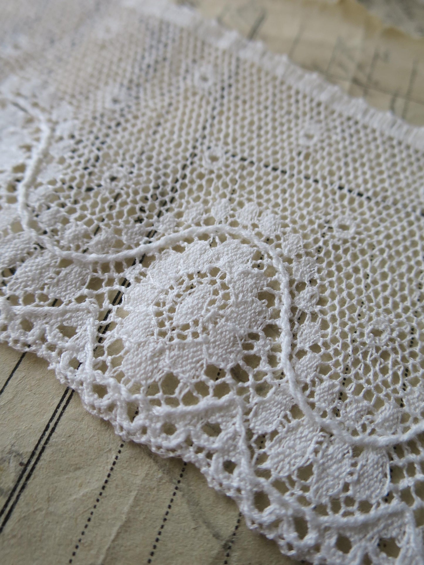 Off White English Nottingham Lace- Fine Bucks Point Flowers- 5.5 cm