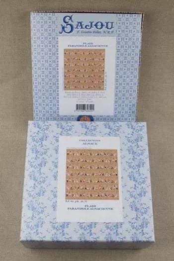 Sajou Gift Box Cross Stitch Boxed Kit- Linen Plaid Farandole Alsacienne Throw