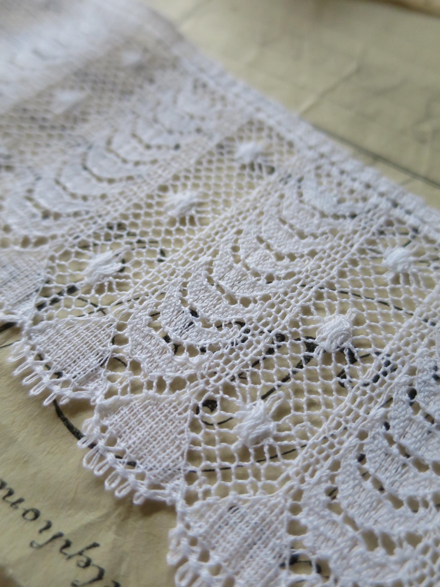 White English Nottingham Lace- Fine Ripon Stripes- 5.5 cm