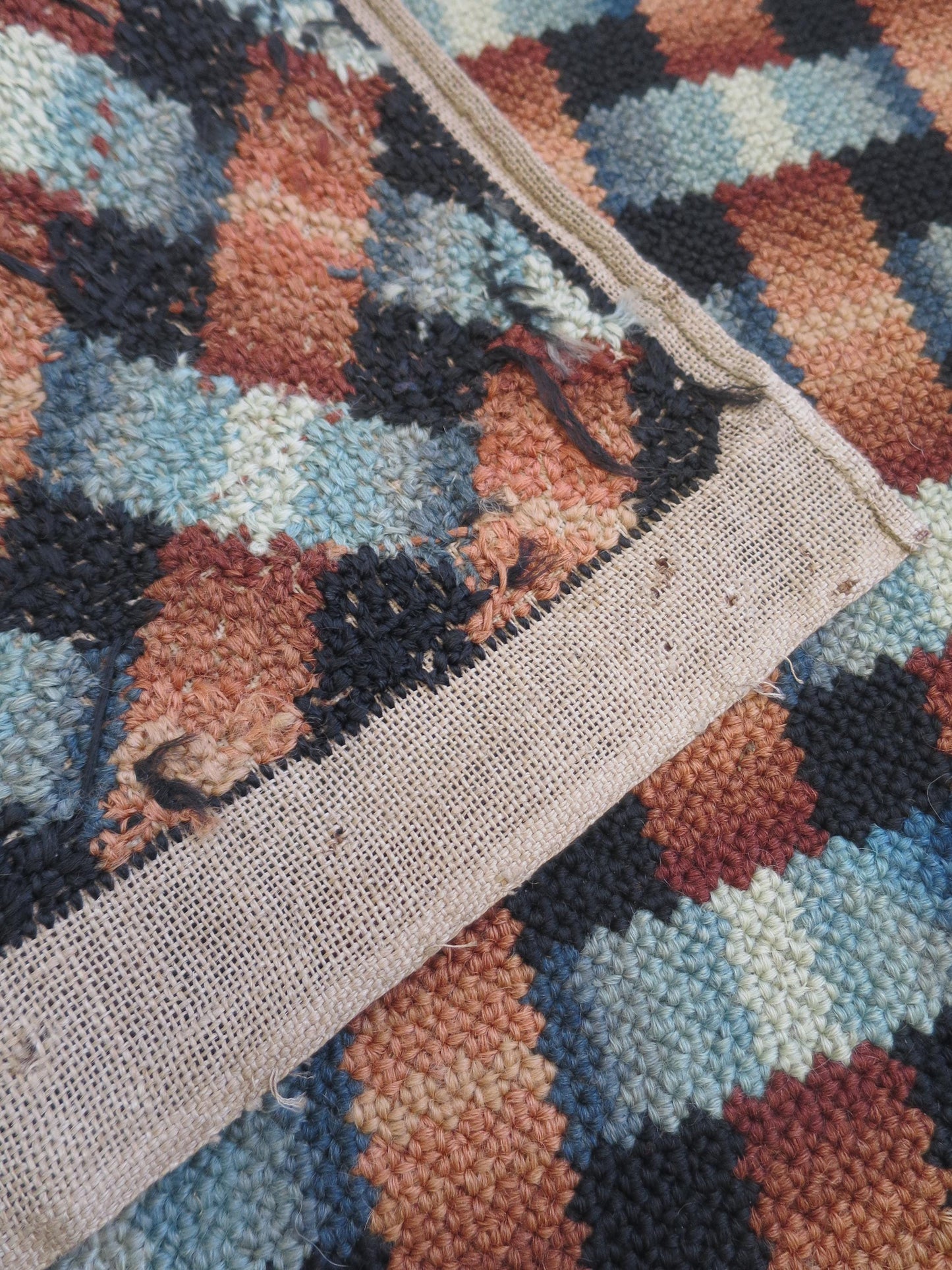 Antique Victorian Set 3 Hand Embroidered Berlin Wool Work Seat Covers- 1840