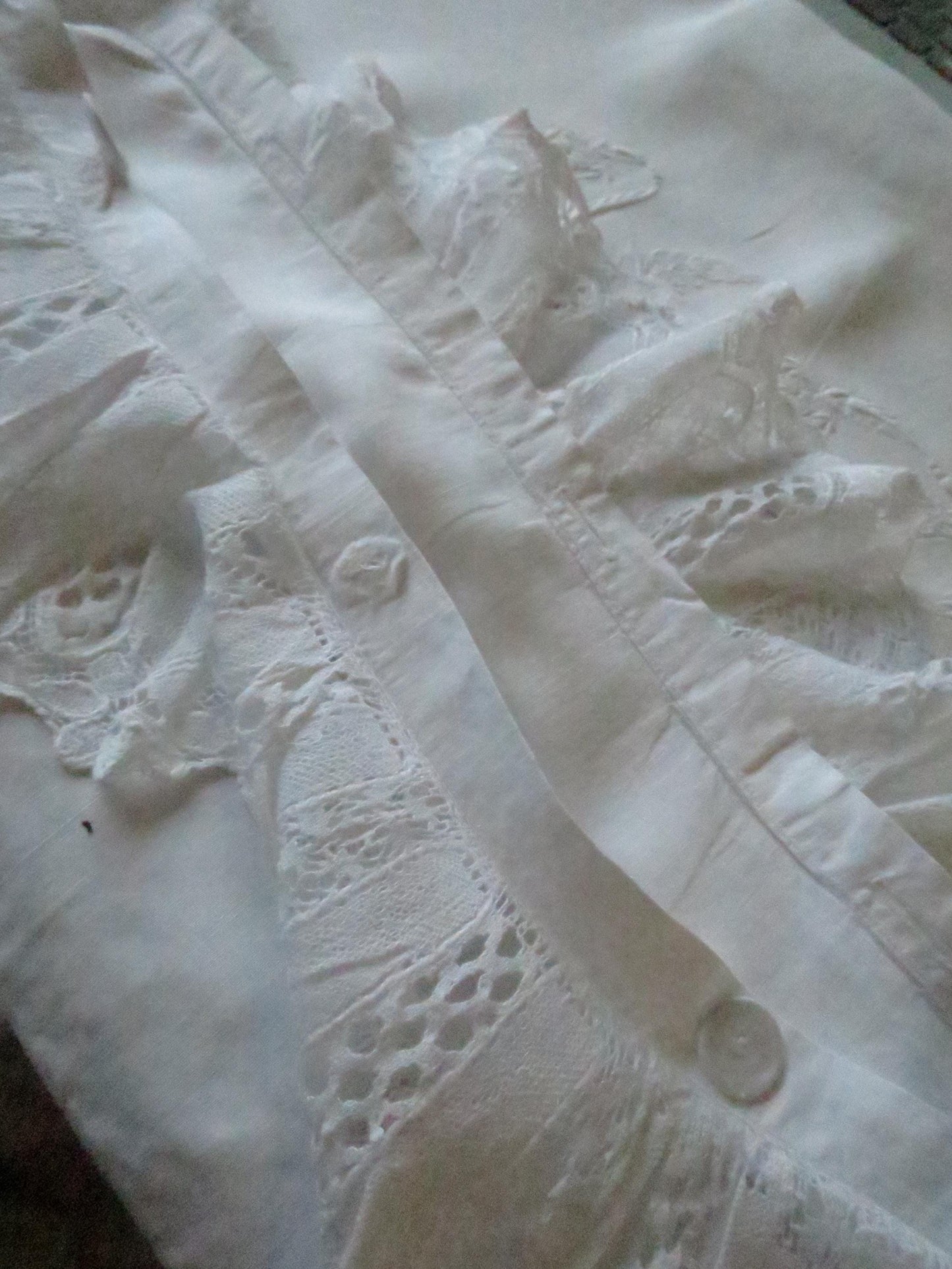 Antique Irish Linen Pair of Pillow Slips- Bobbin Lace & Hand Embroidered Monogram Y R