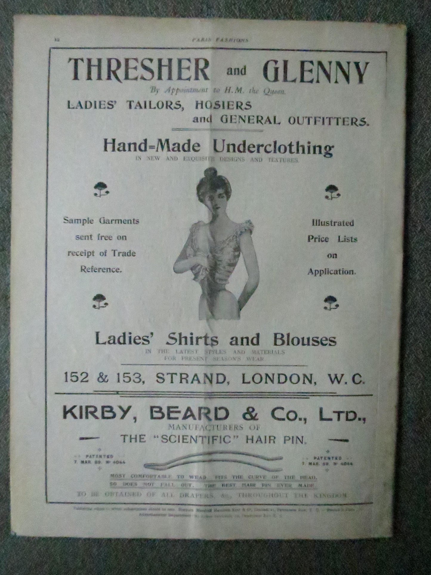 Antique Paris Fashions/ La Nouvelle Mode Magazine- February 22 1902- Original Pattern Included