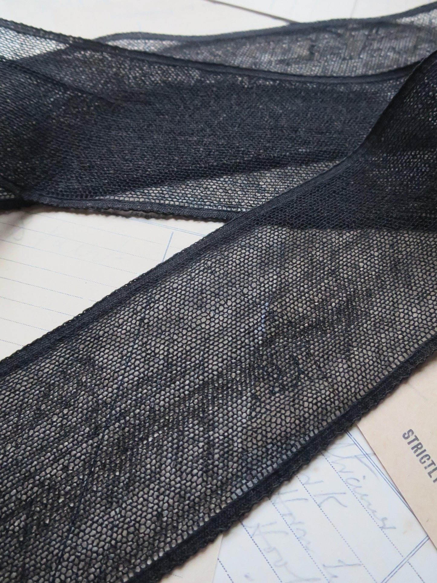 English Nottingham Lace- Plain Net Insertion- 7.8 cm