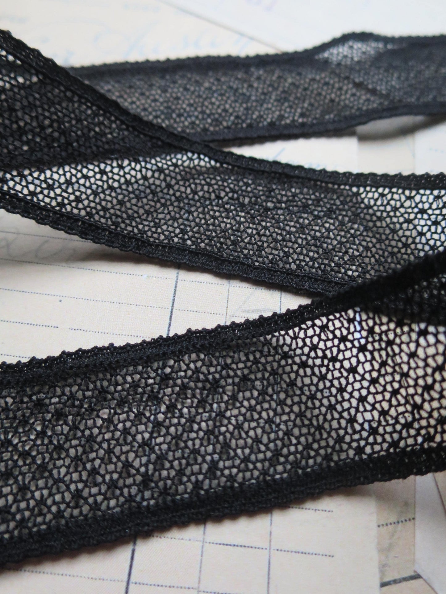 English Nottingham Lace- Open Net- Insertion- 3 cm