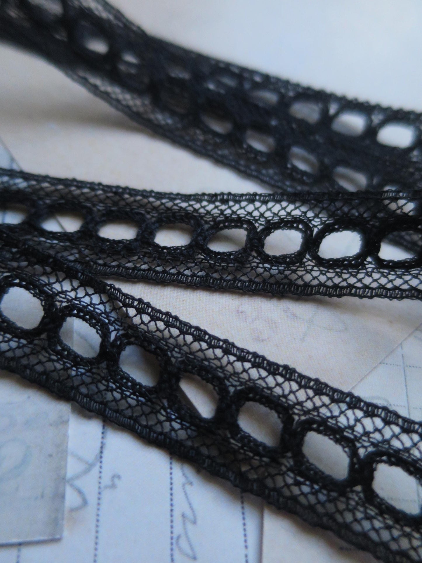 English Nottingham Lace- Valenciennes Eyelet Insertion- 1.7 cm