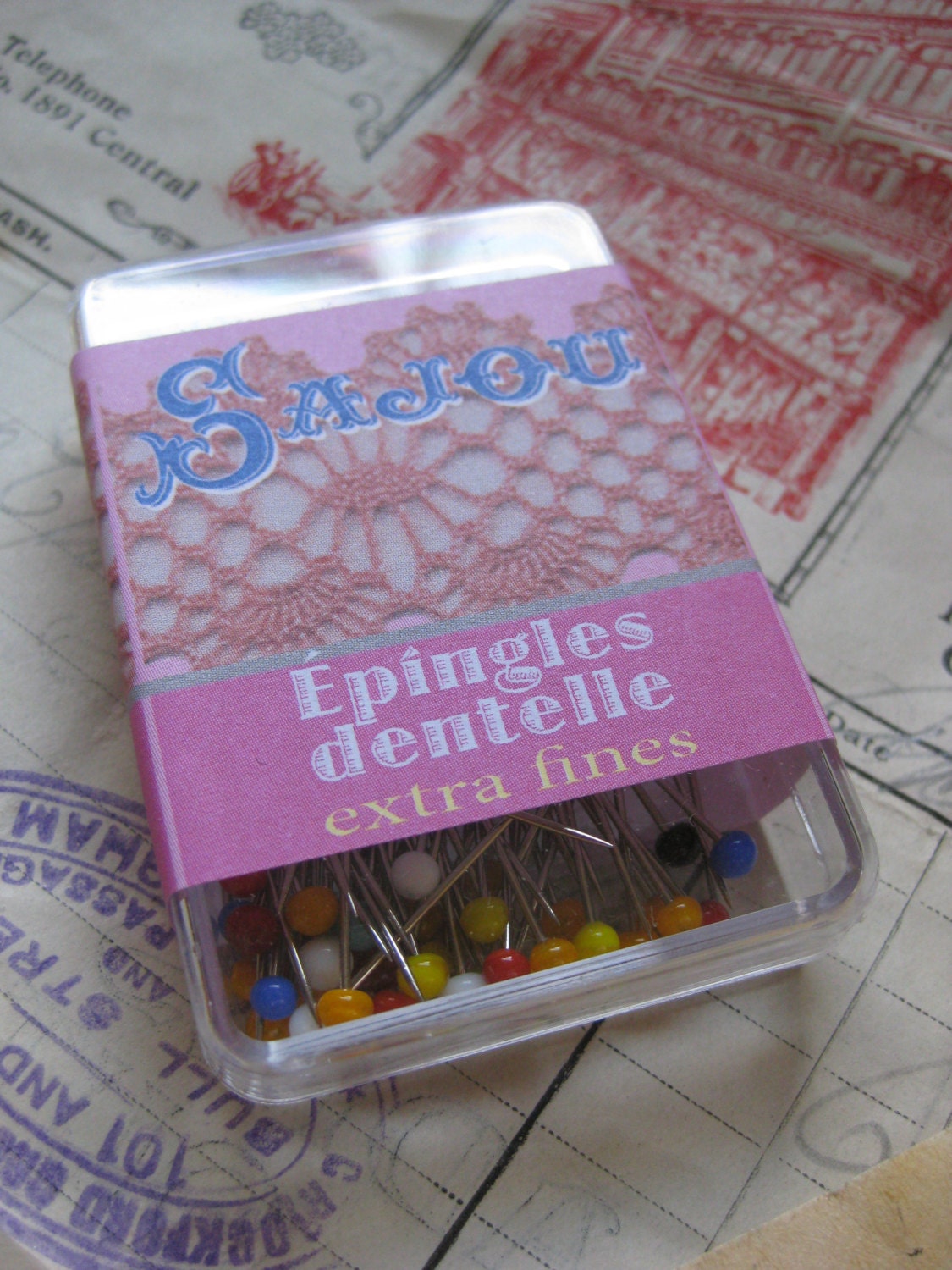 Sajou Murano Glass Head Bobbin Lace Pins, Extra Fine, Picots