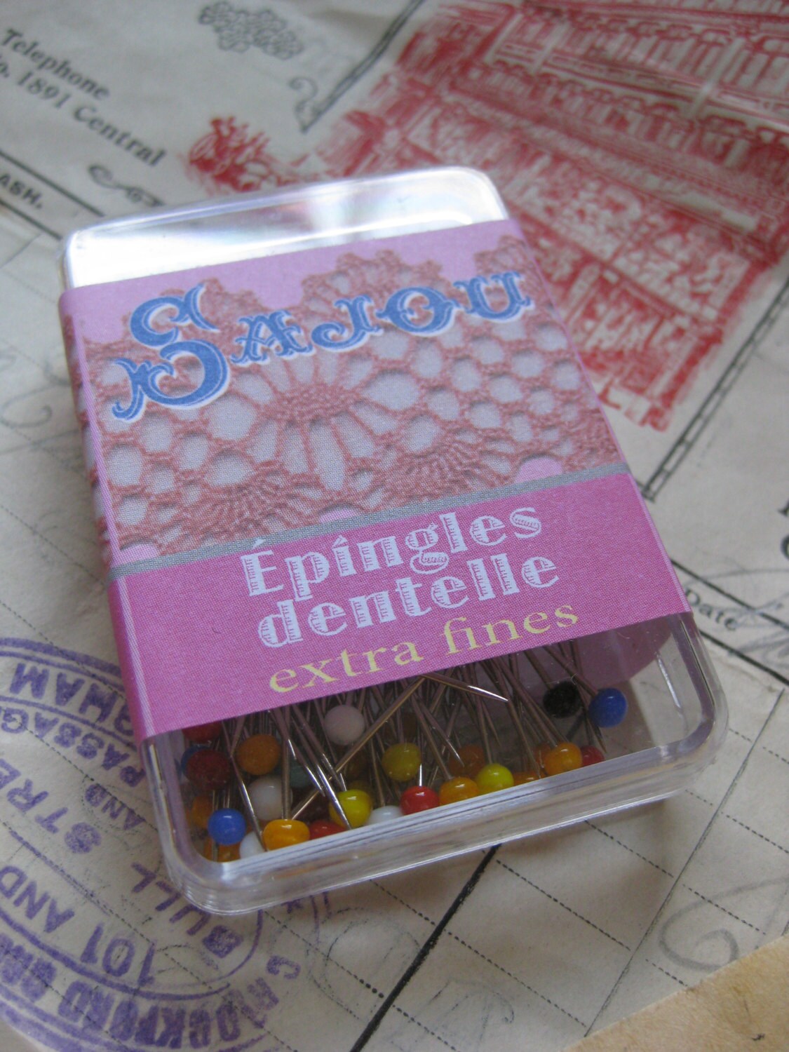 Sajou Murano Glass Head Bobbin Lace Pins, Extra Fine, Picots