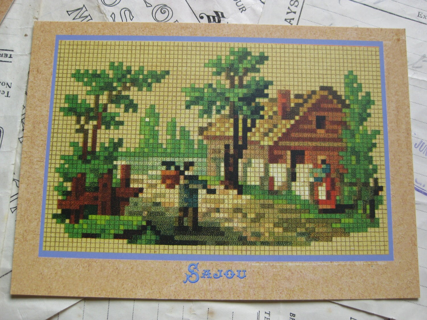 Sajou Six Vintage Tapestry Postcards- Serie 3 Scenes & Flowers