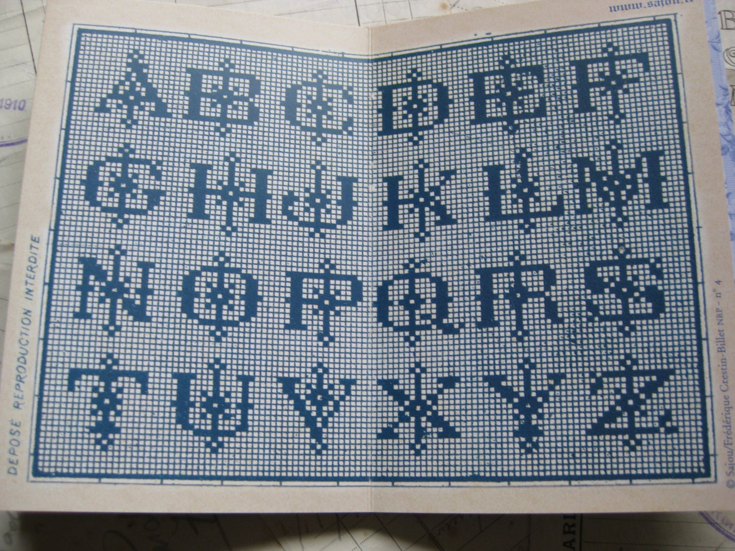 Sajou Blue Cross Stitch Album No.4- French Vintage Alpabets