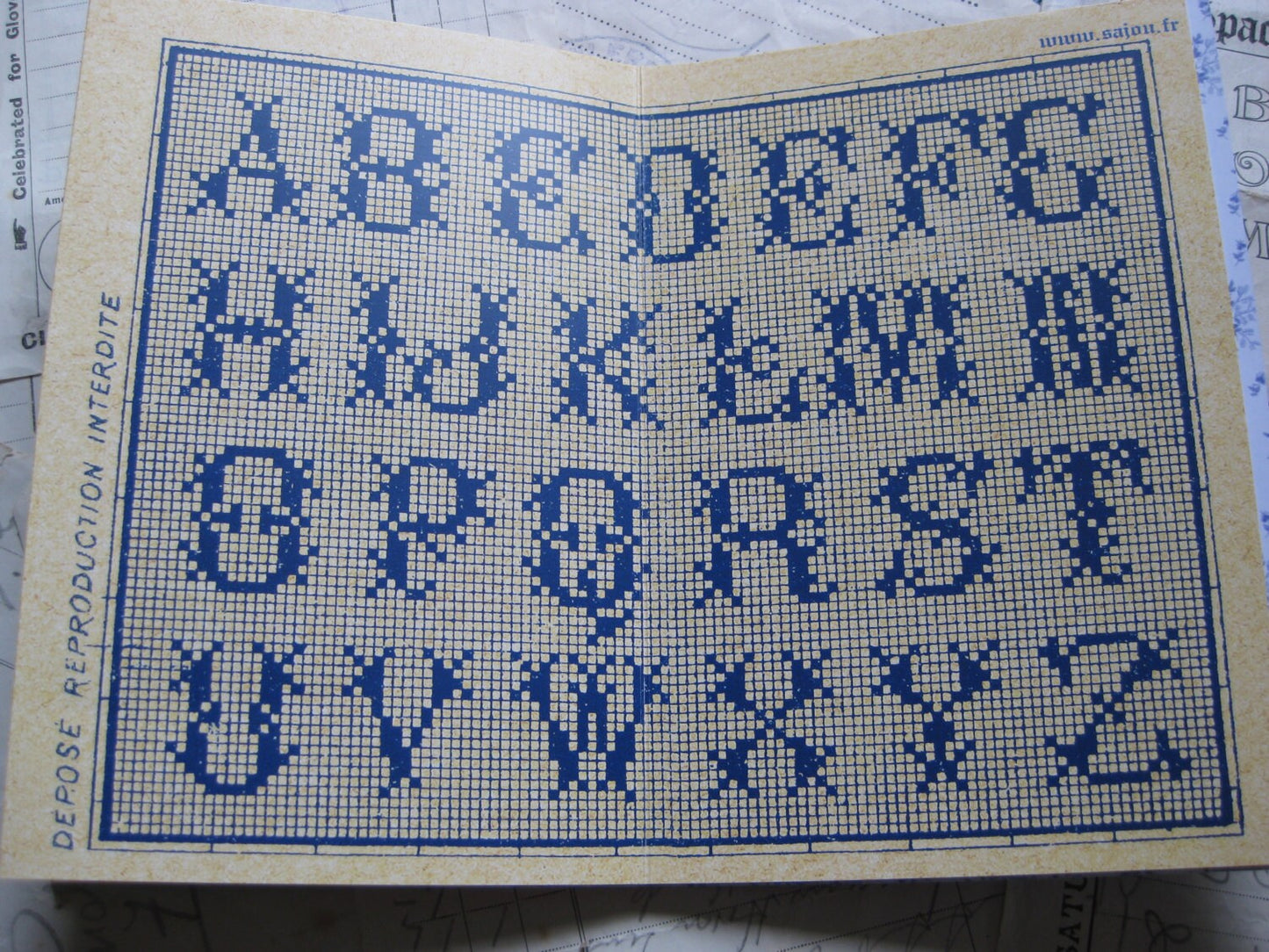Sajou Blue Cross Stitch Album No.7- French Vintage Alpabets