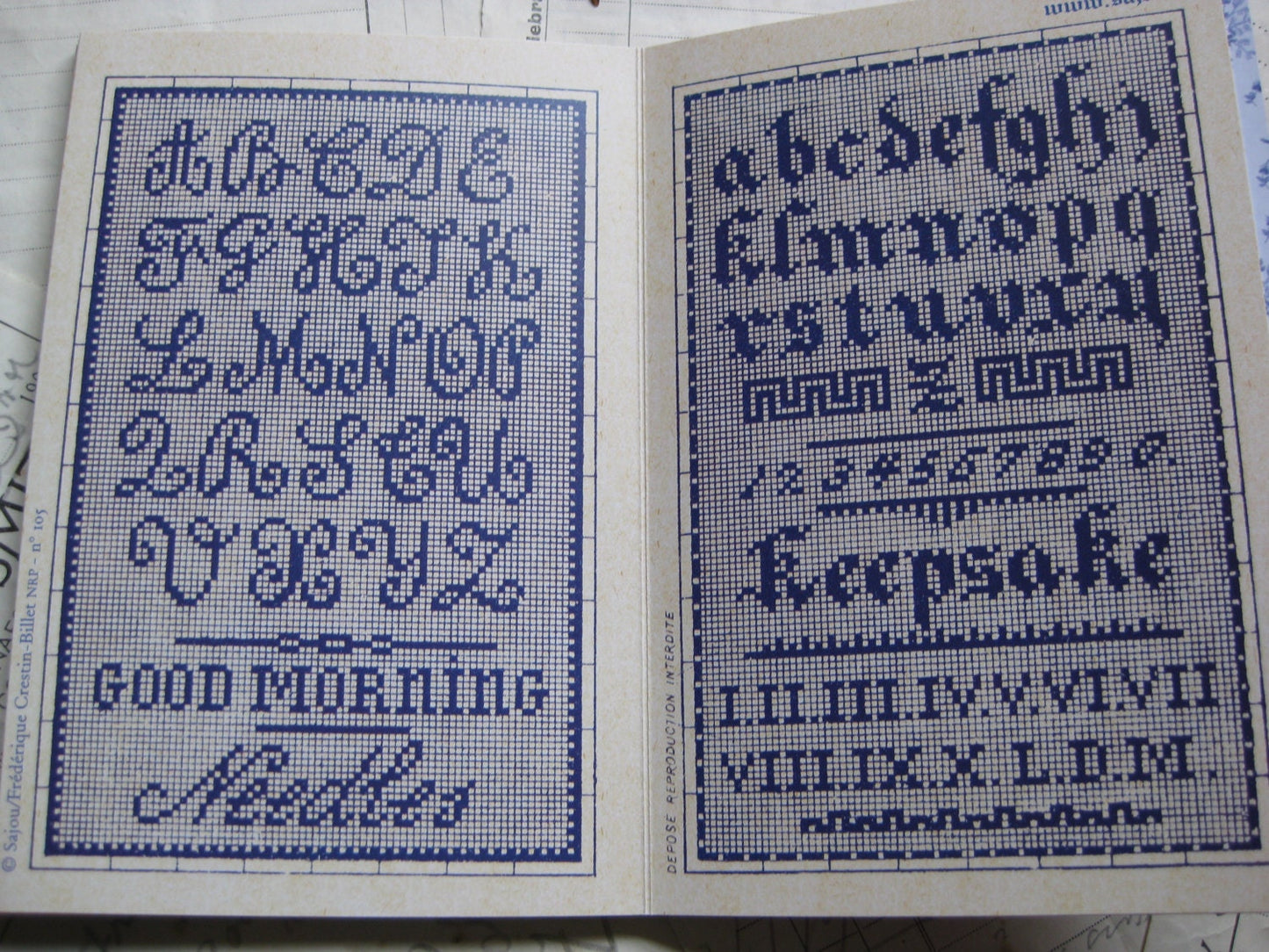 Sajou Mauve Cross Stitch Album 105- French Vintage Alphabet Samplers