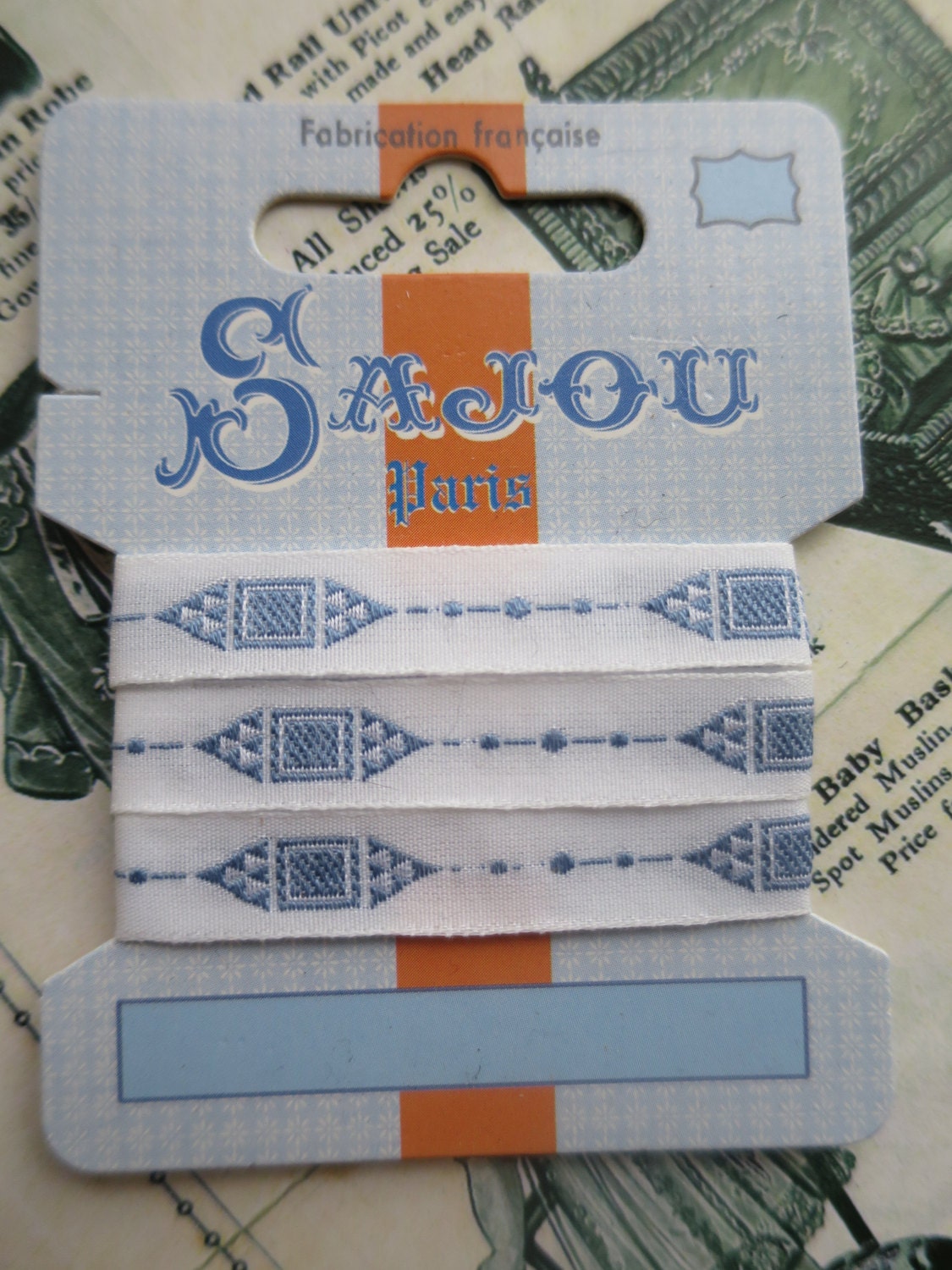 Sajou 12mm Woven Comptoir Ribbon- Lozenge Motifs