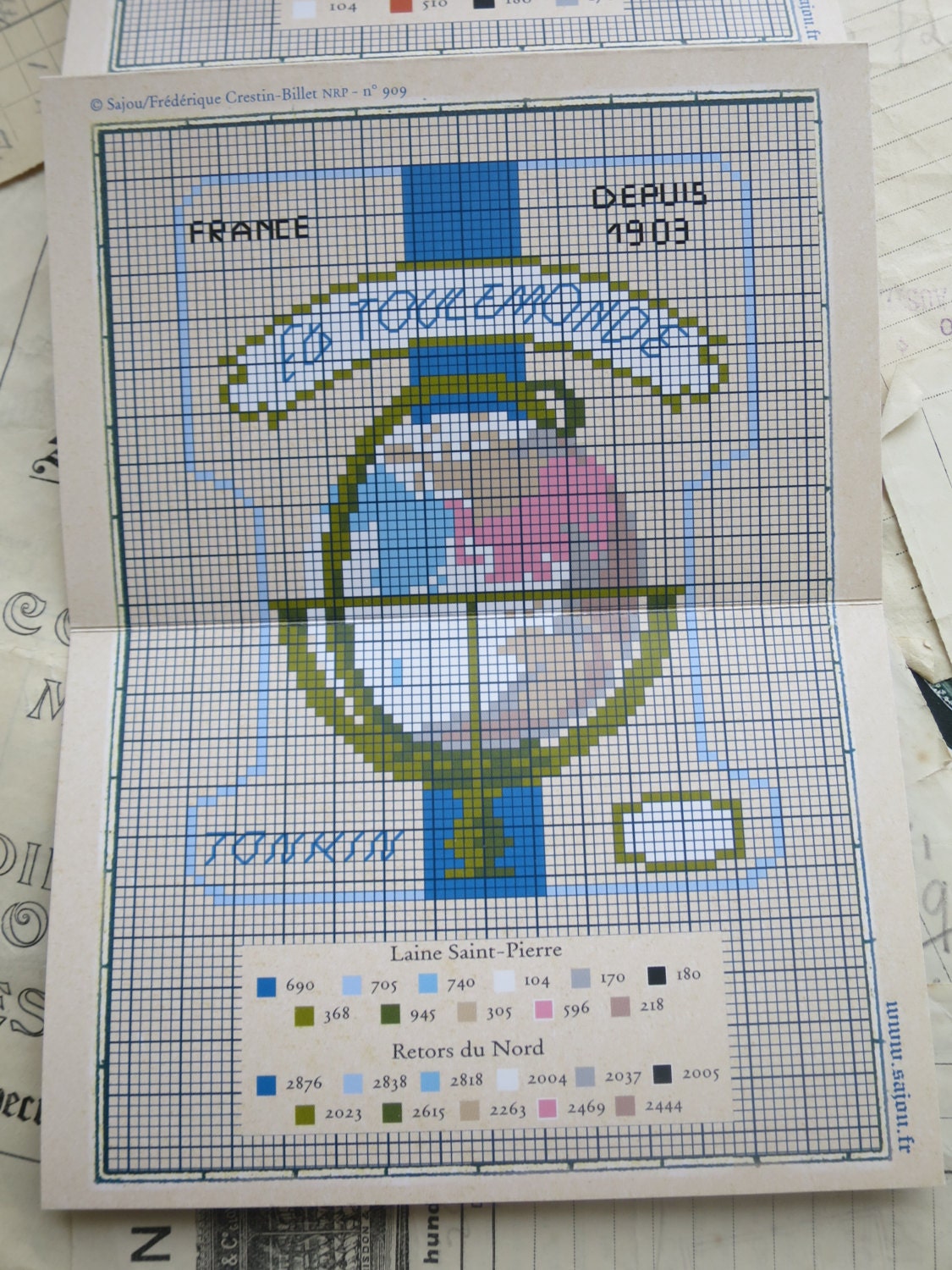 Sajou Red Cross Stitch Album 909- Vintage Sajou Advertisements