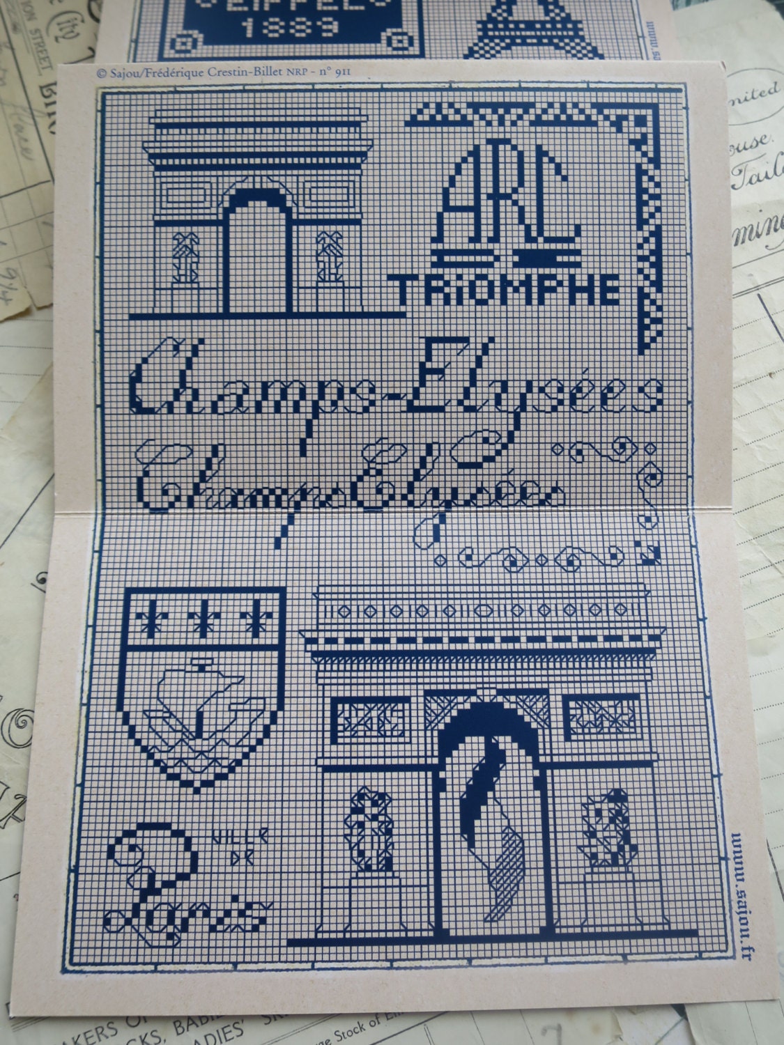 Sajou Red Cross Stitch Album 911- Eiffel Tower & Paris Landmarks