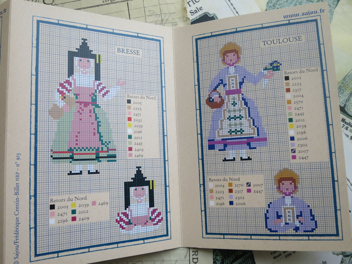 Sajou Red Cross Stitch Album 913- French Regional Costumes