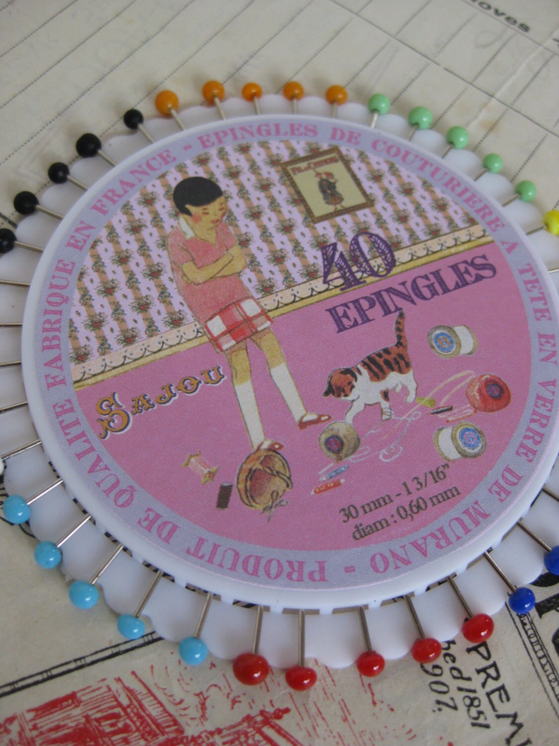 Sajou Rosette 40 Murano Glass Dress Making Pins