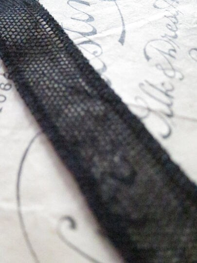Black English Nottingham Lace- Narrow Plain Net Insertion Trim- 1.5 cm
