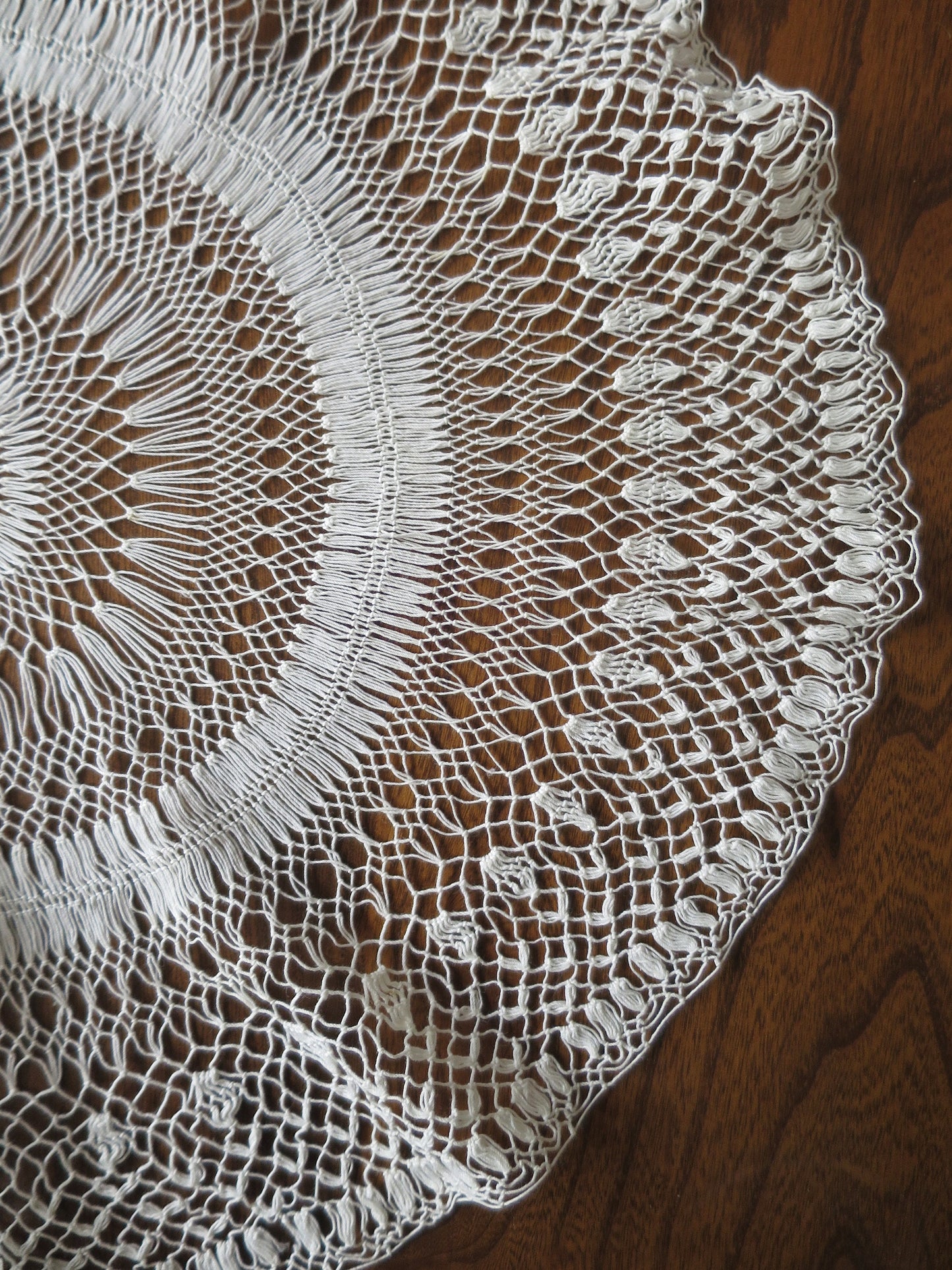 Large Antique Lace Doily- Hand Knotted Lace