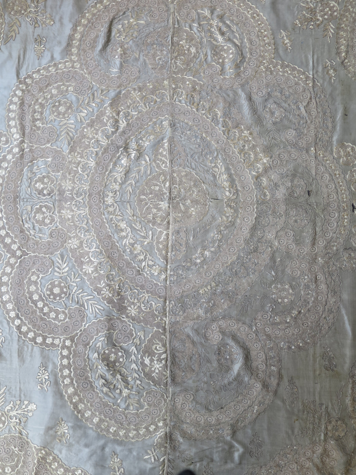 Large Scale 19th Century Indian Zardozi Openwork & Silk Embroidered Panel – 180x190cm