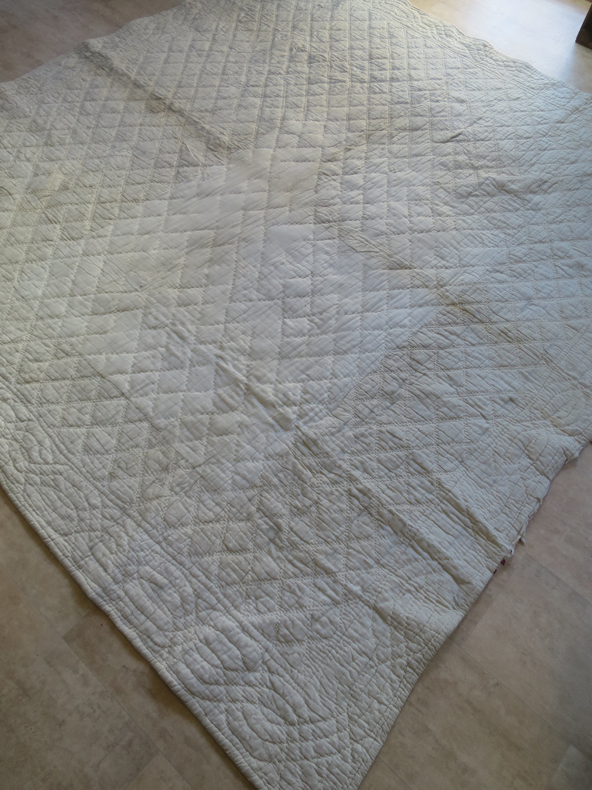 Late 18th-Century French Provençal Quilt with Block-Printed Iris Border
