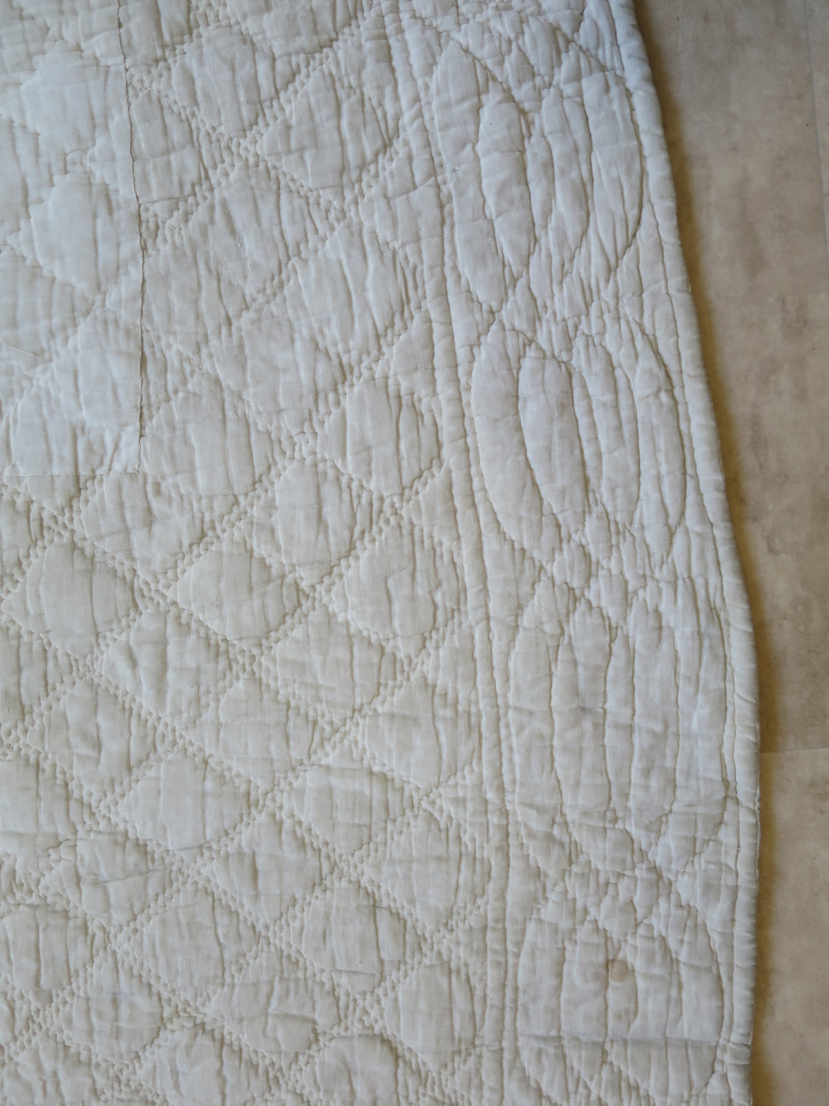 Late 18th-Century French Provençal Quilt with Block-Printed Iris Border