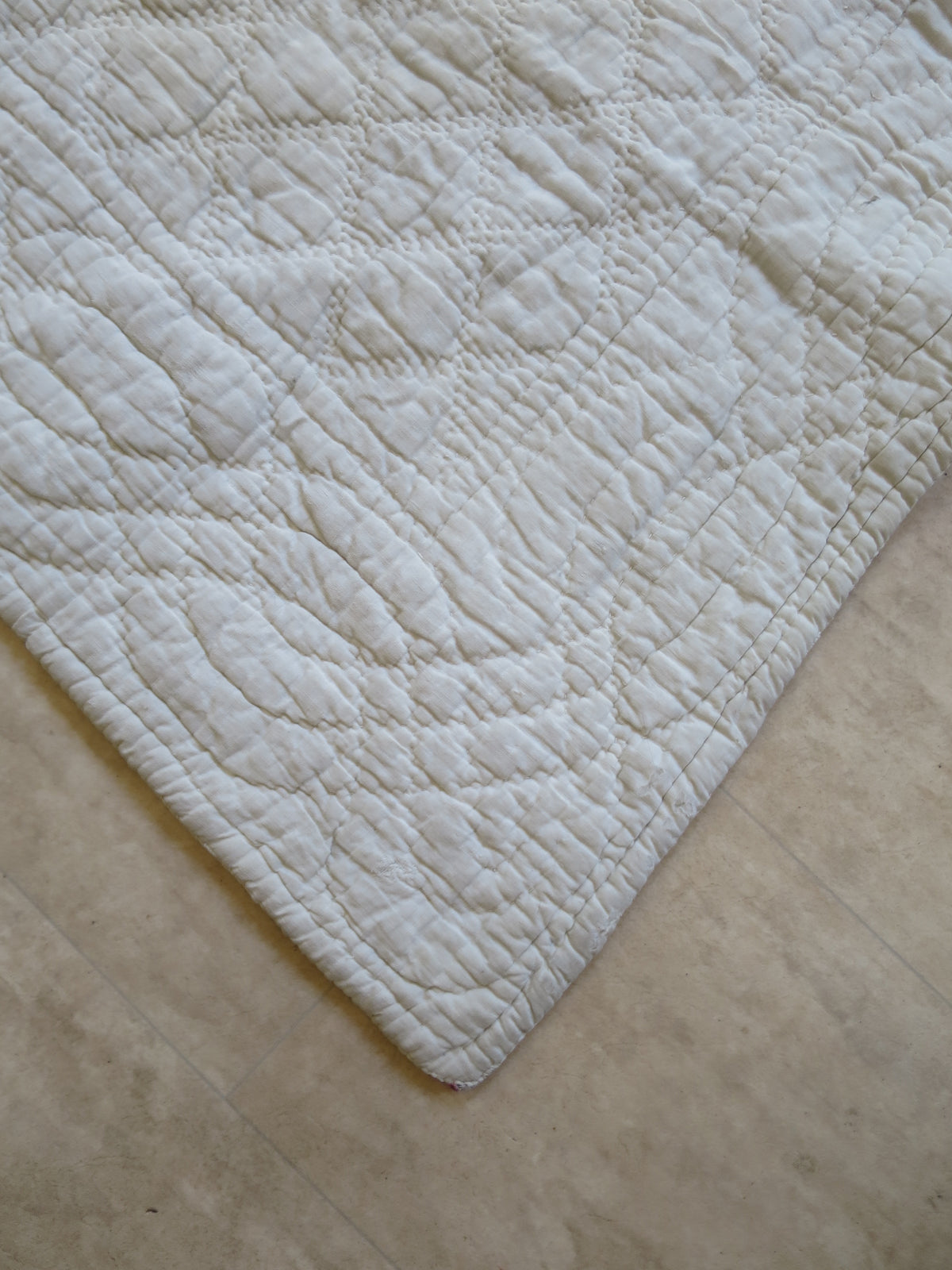 Late 18th-Century French Provençal Quilt with Block-Printed Iris Border
