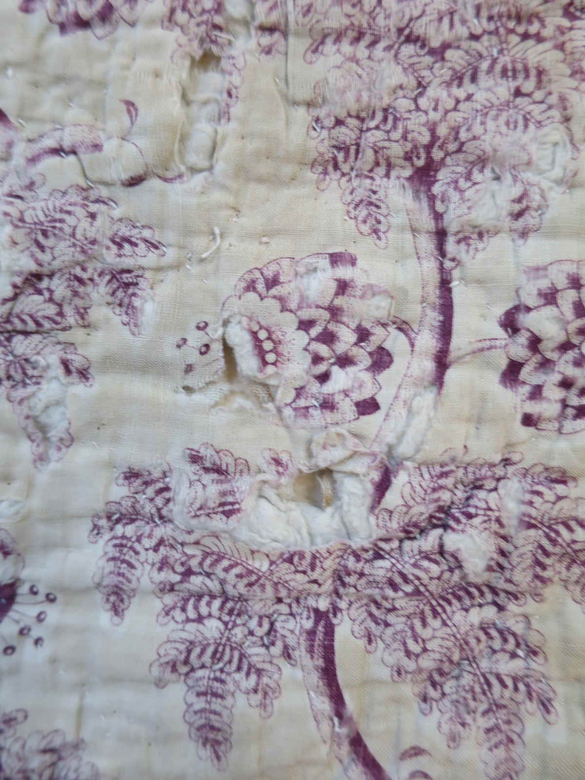 Area of wear on the part quilt's front