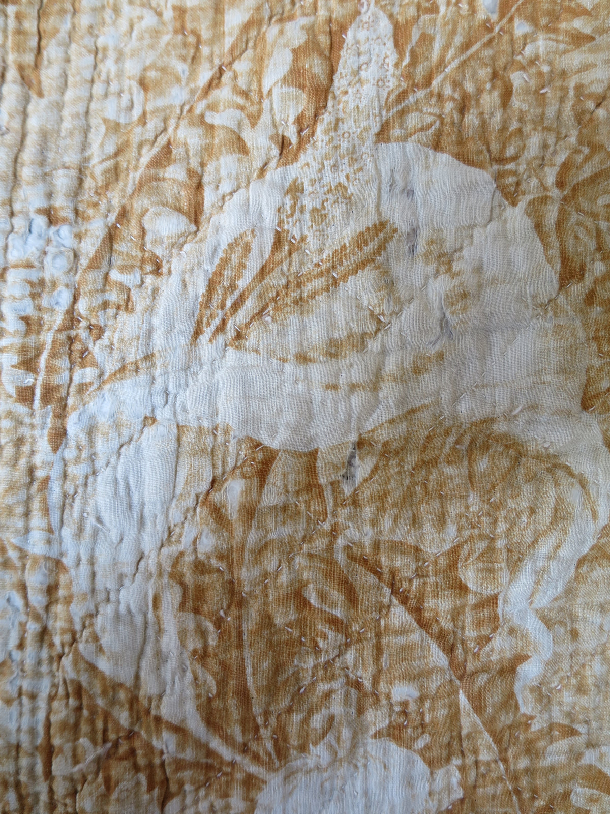 Detail of the lily motifs on the ochre reverse