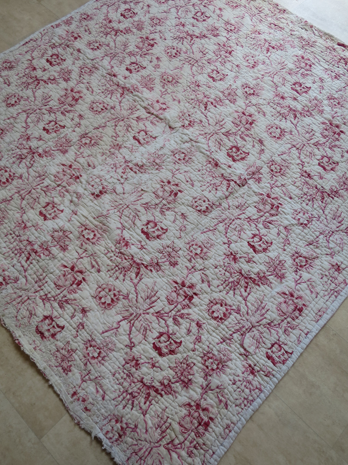 Front of the 18th-century French madder chintz quilt