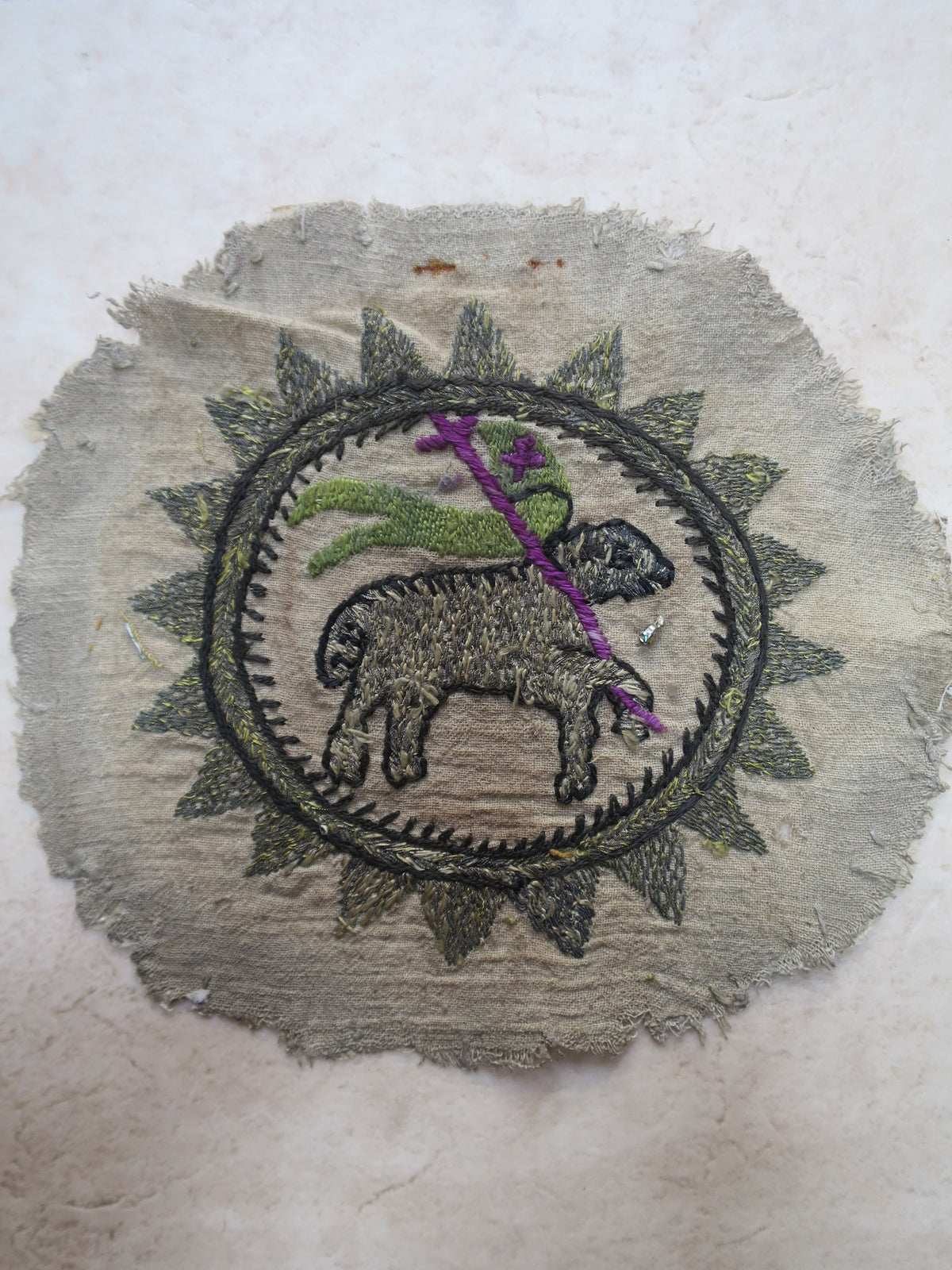 Agnus Dei Embroidered Roundel Circa 1650