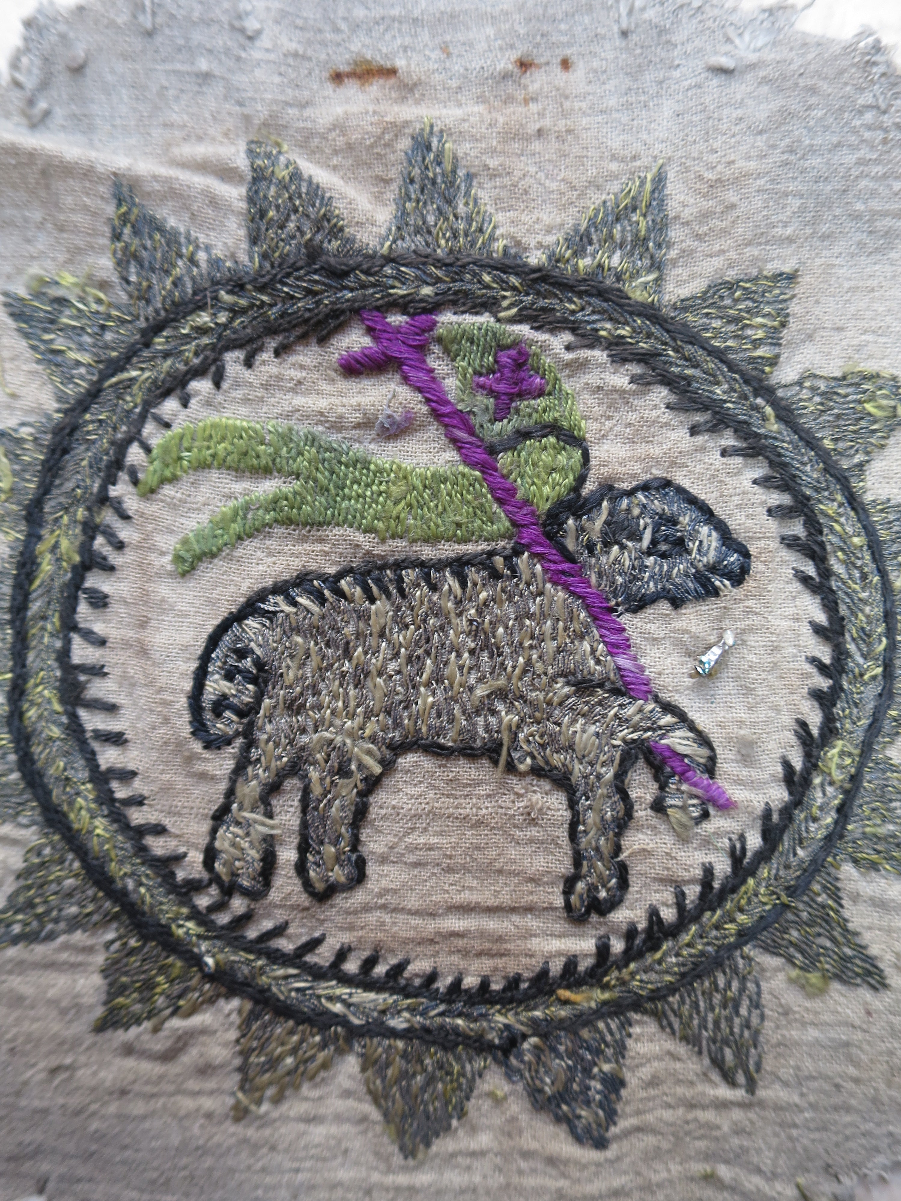 Agnus Dei Embroidered Roundel Circa 1650