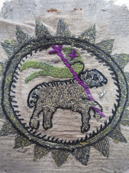 Agnus Dei Embroidered Roundel Circa 1650