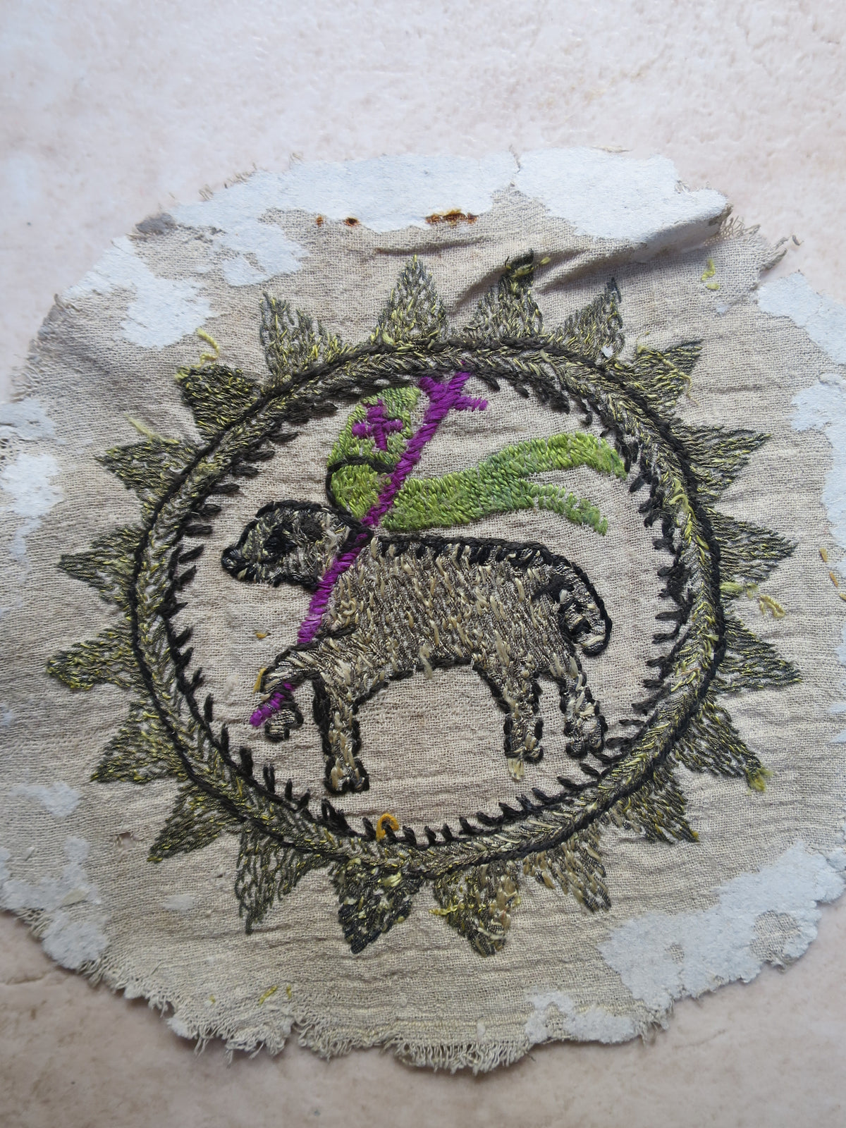 Agnus Dei Embroidered Roundel Circa 1650