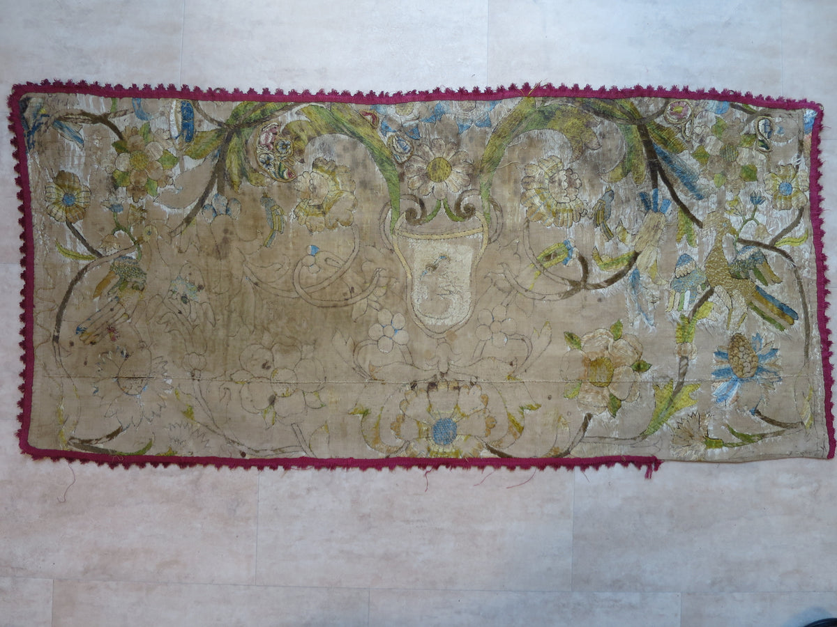 Madonna and Child Silk Work Panel, c. 1600–1650, with Historic Passementerie Repairs